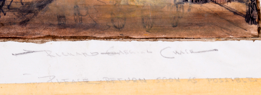 Richard Gabriel Chase Watercolor Painting on Paper of Historical Street Scene