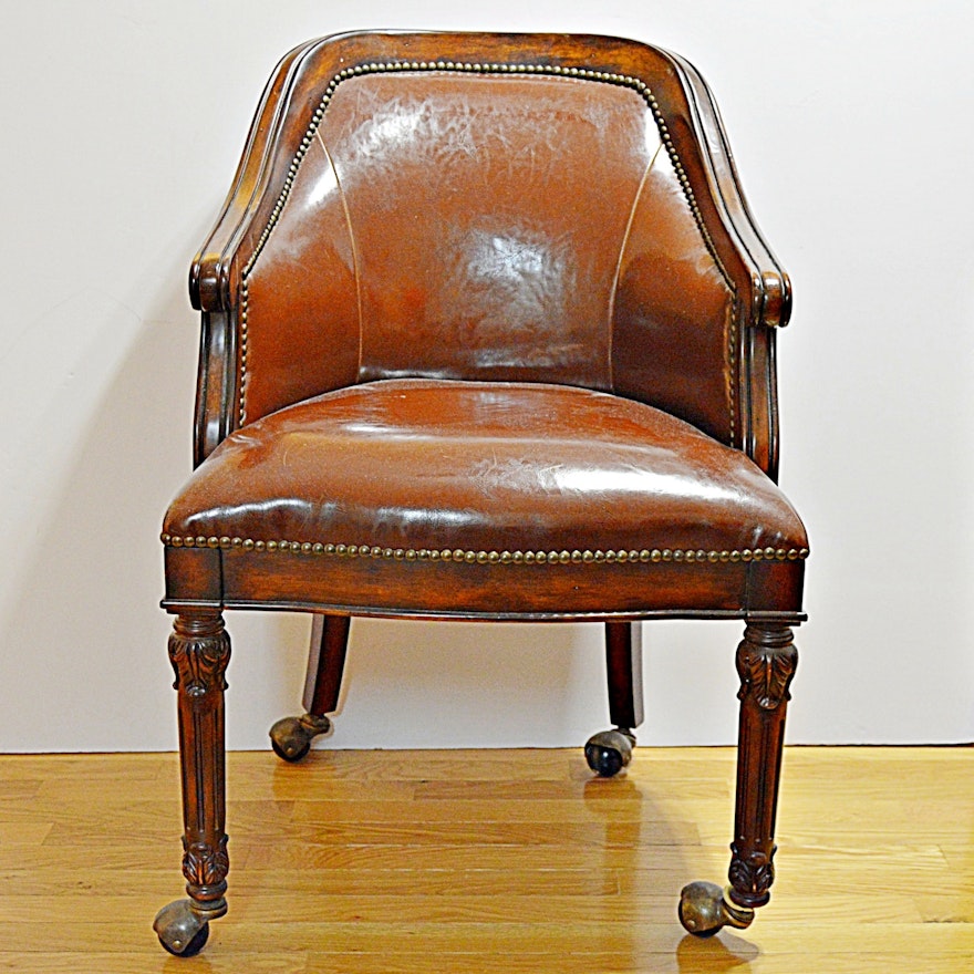 Louis XVI Style Leather and Mahogany Desk Chair from Frontgate