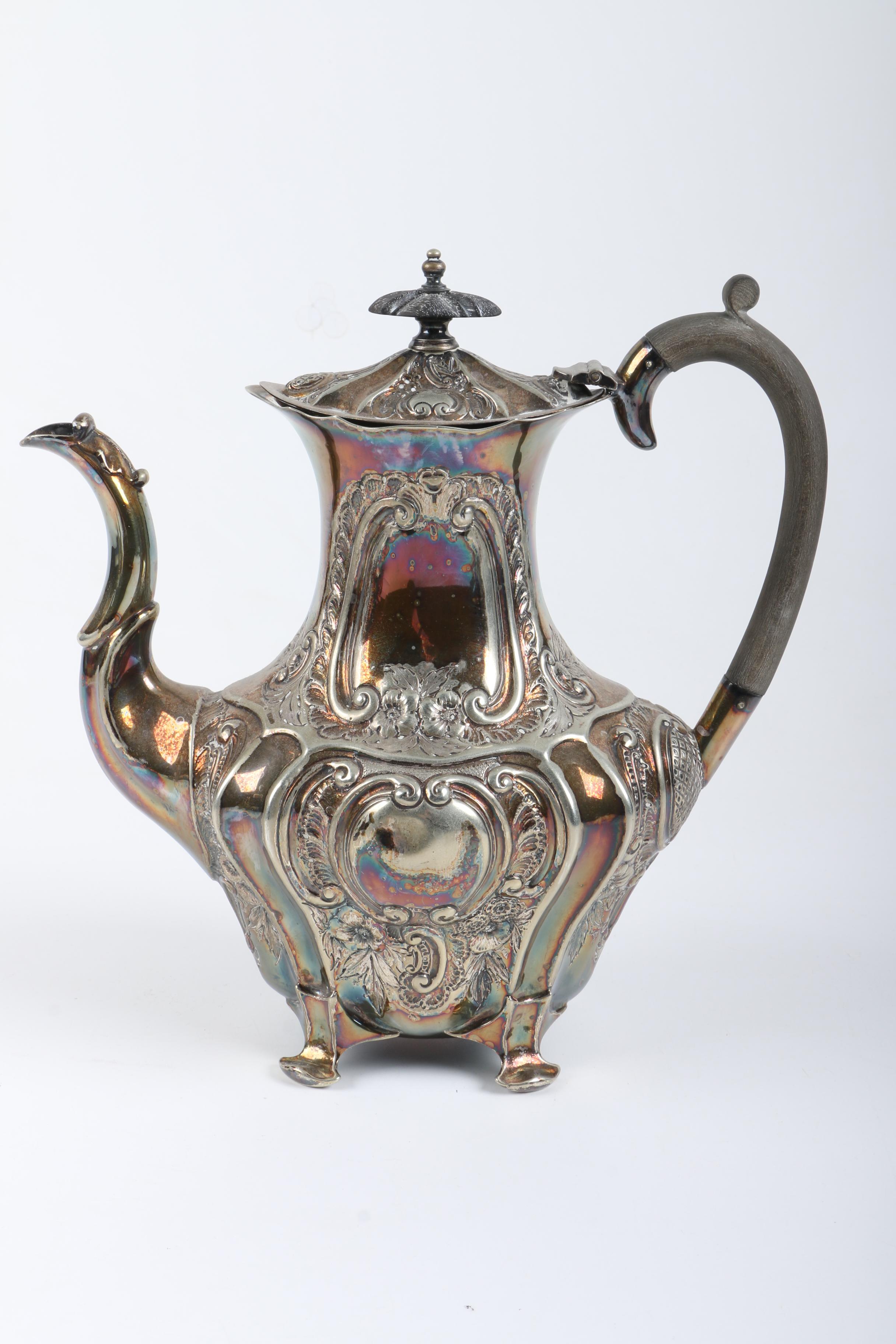 Walker & Hall Repoussé  Silver Plate Tea and Coffee Service