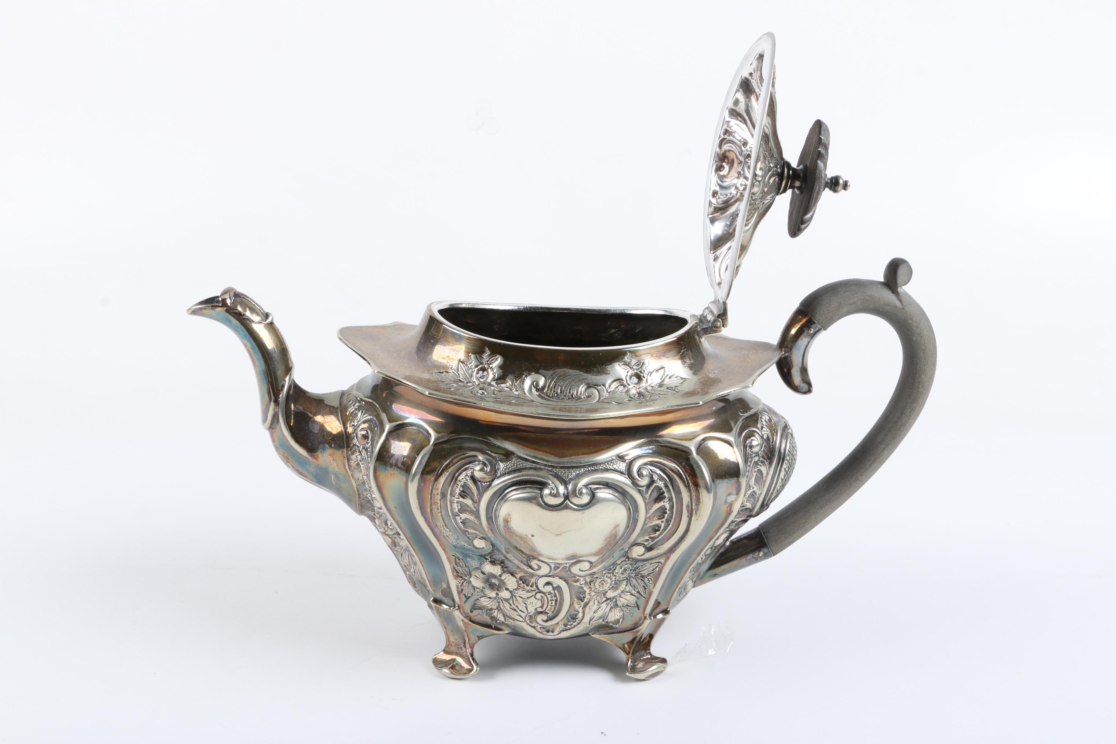 Walker & Hall Repoussé  Silver Plate Tea and Coffee Service