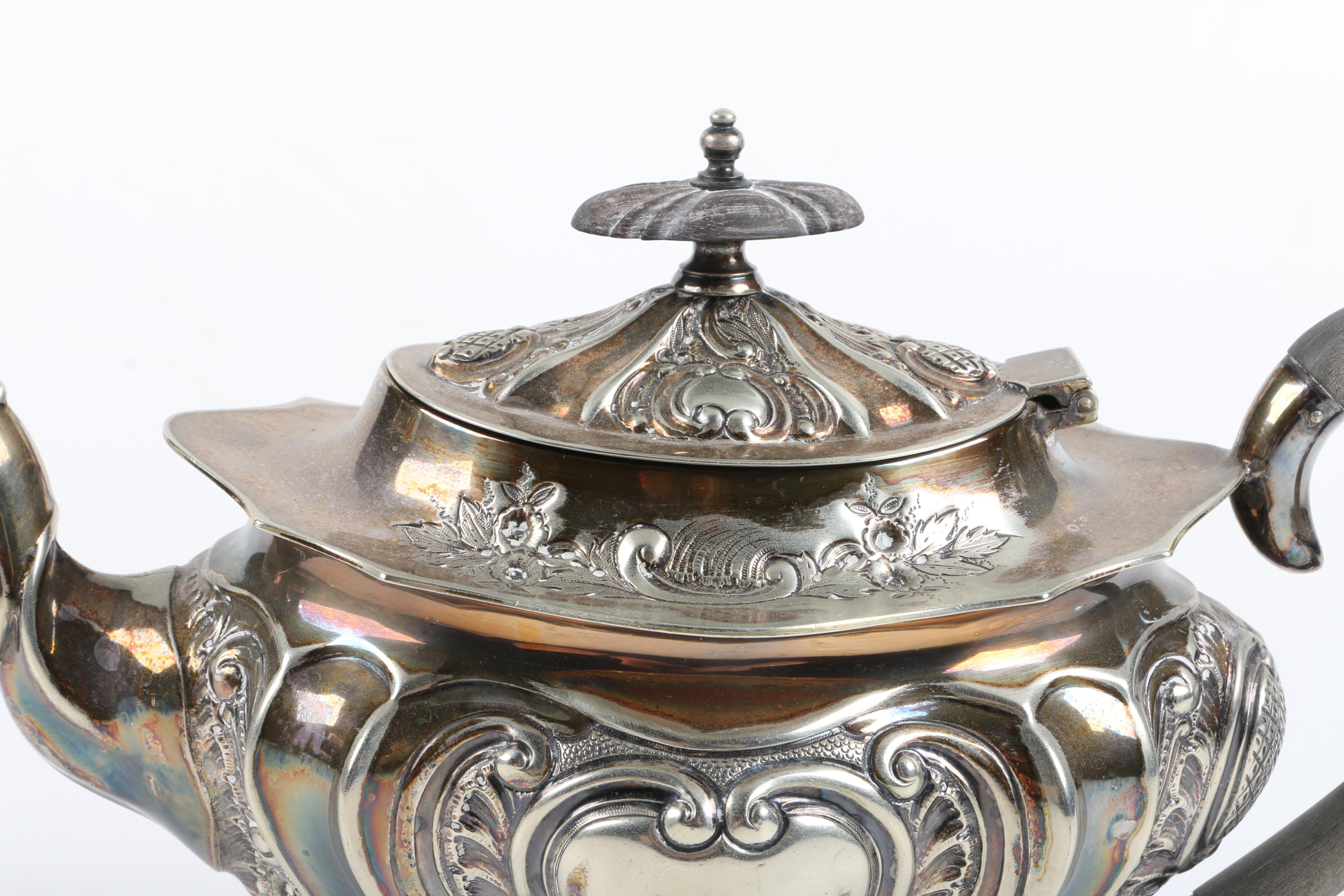 Walker & Hall Repoussé  Silver Plate Tea and Coffee Service