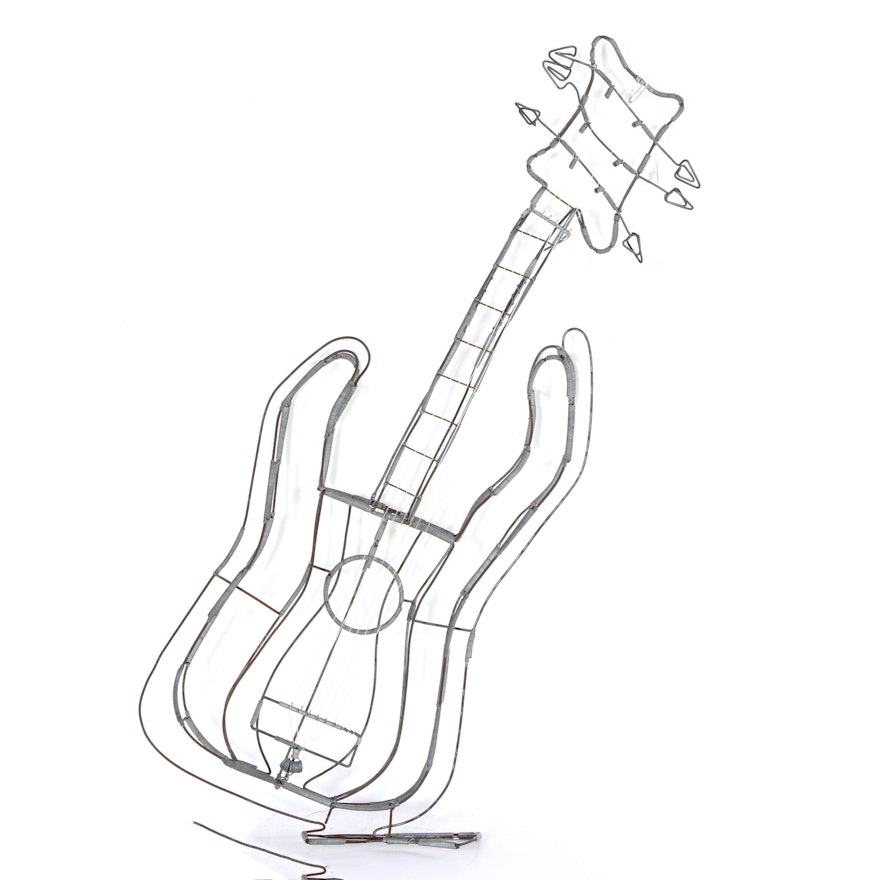 Wire and Spring Sculpture of a Guitar