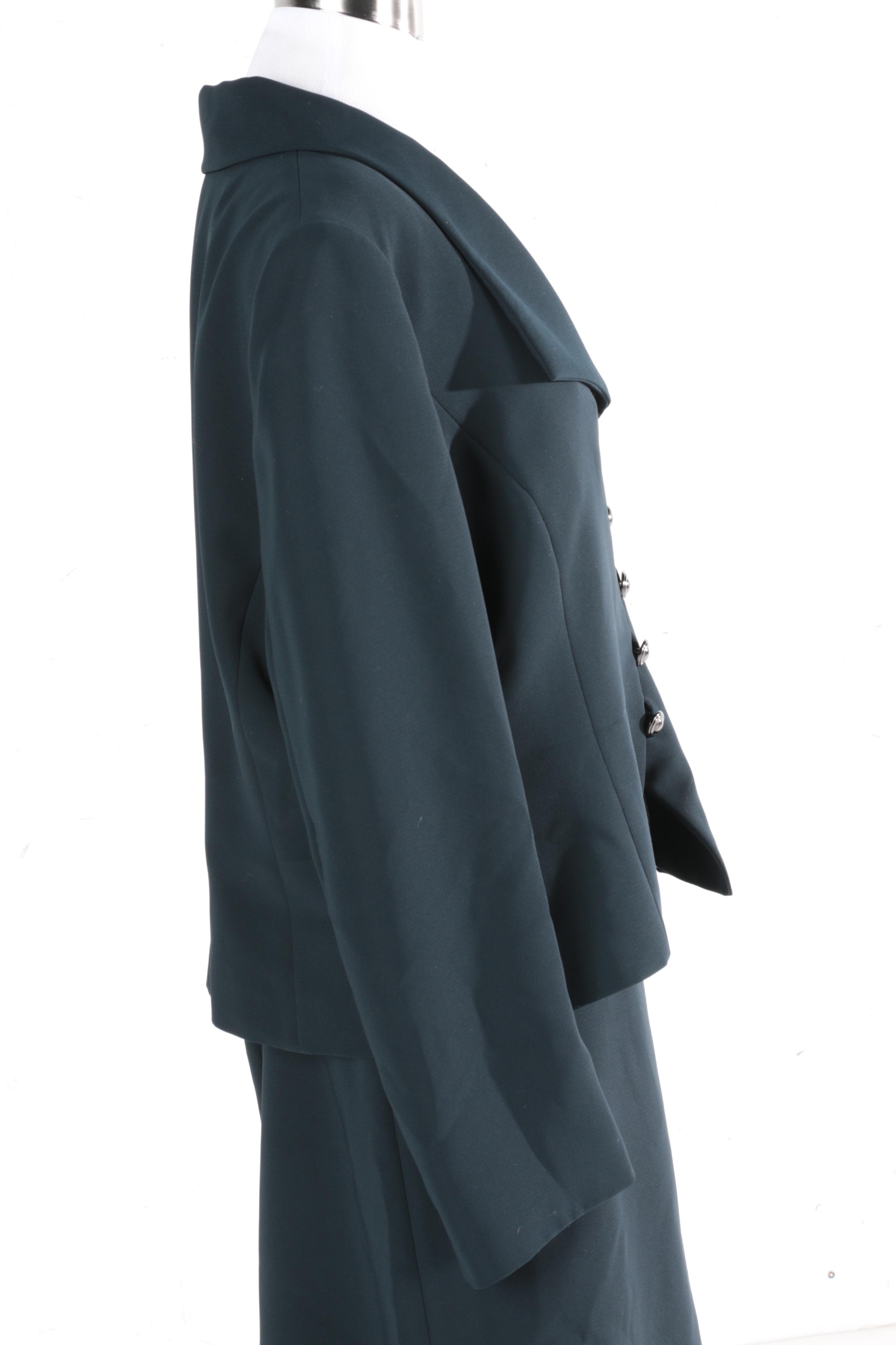 Tahari Asymmetric Front Skirt Suit