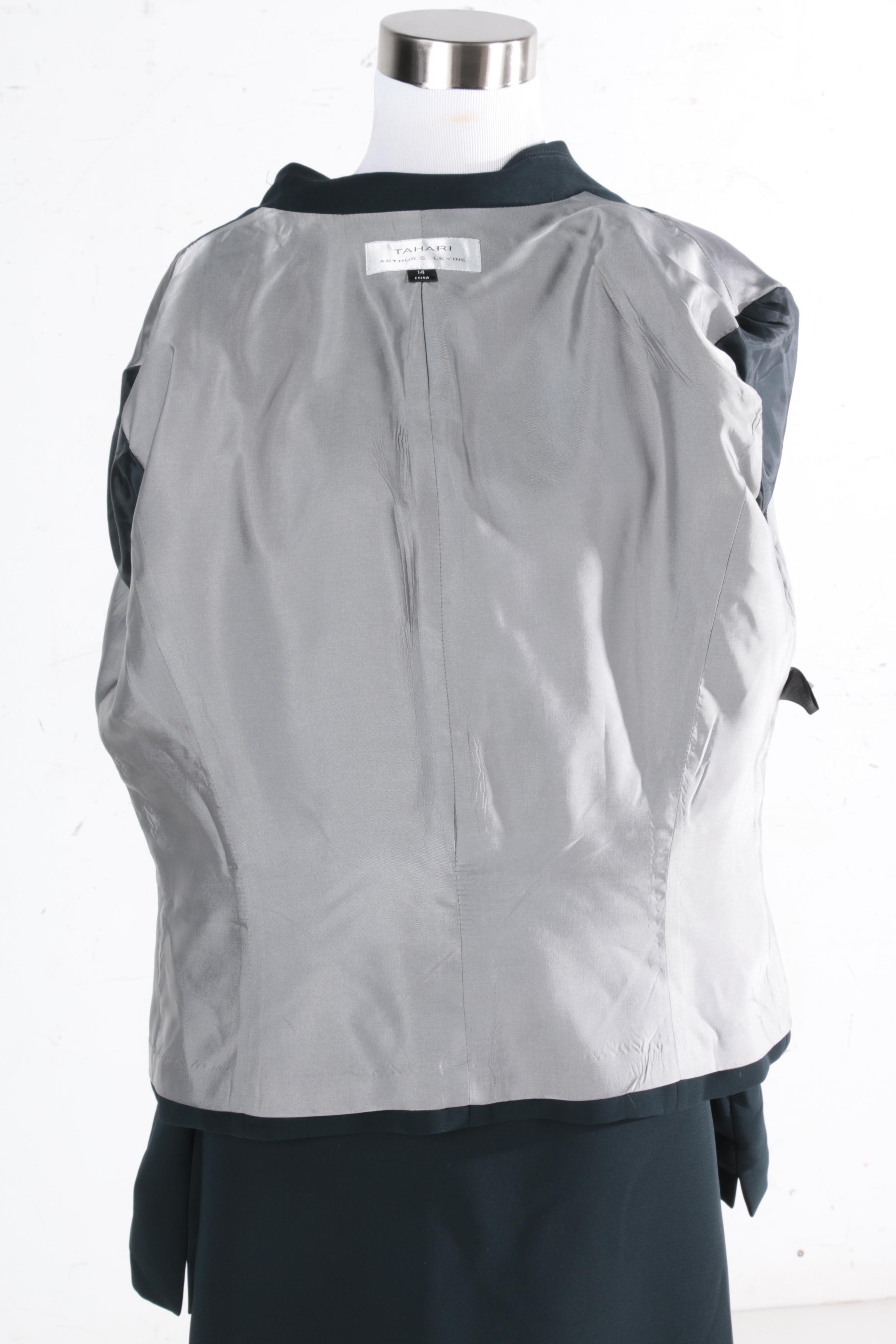 Tahari Asymmetric Front Skirt Suit