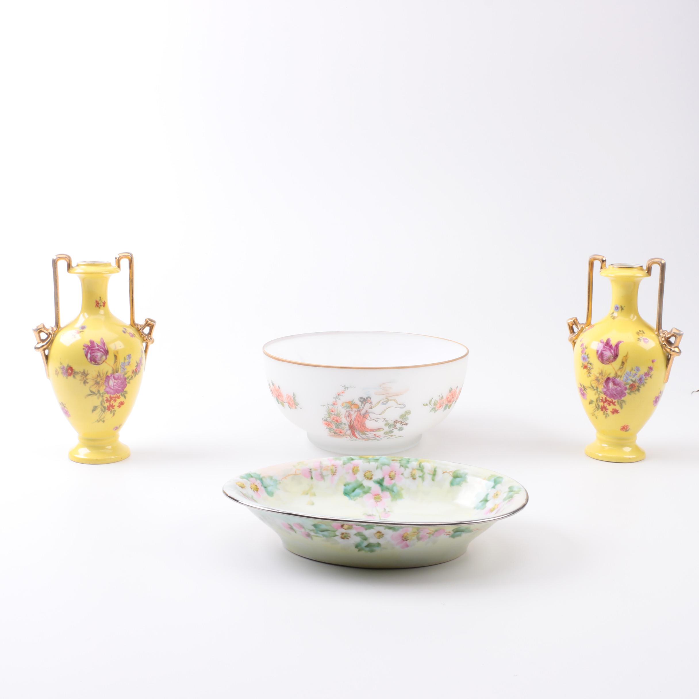 Porcelain Decor Assortment, including Schierholz Porcelain Vases