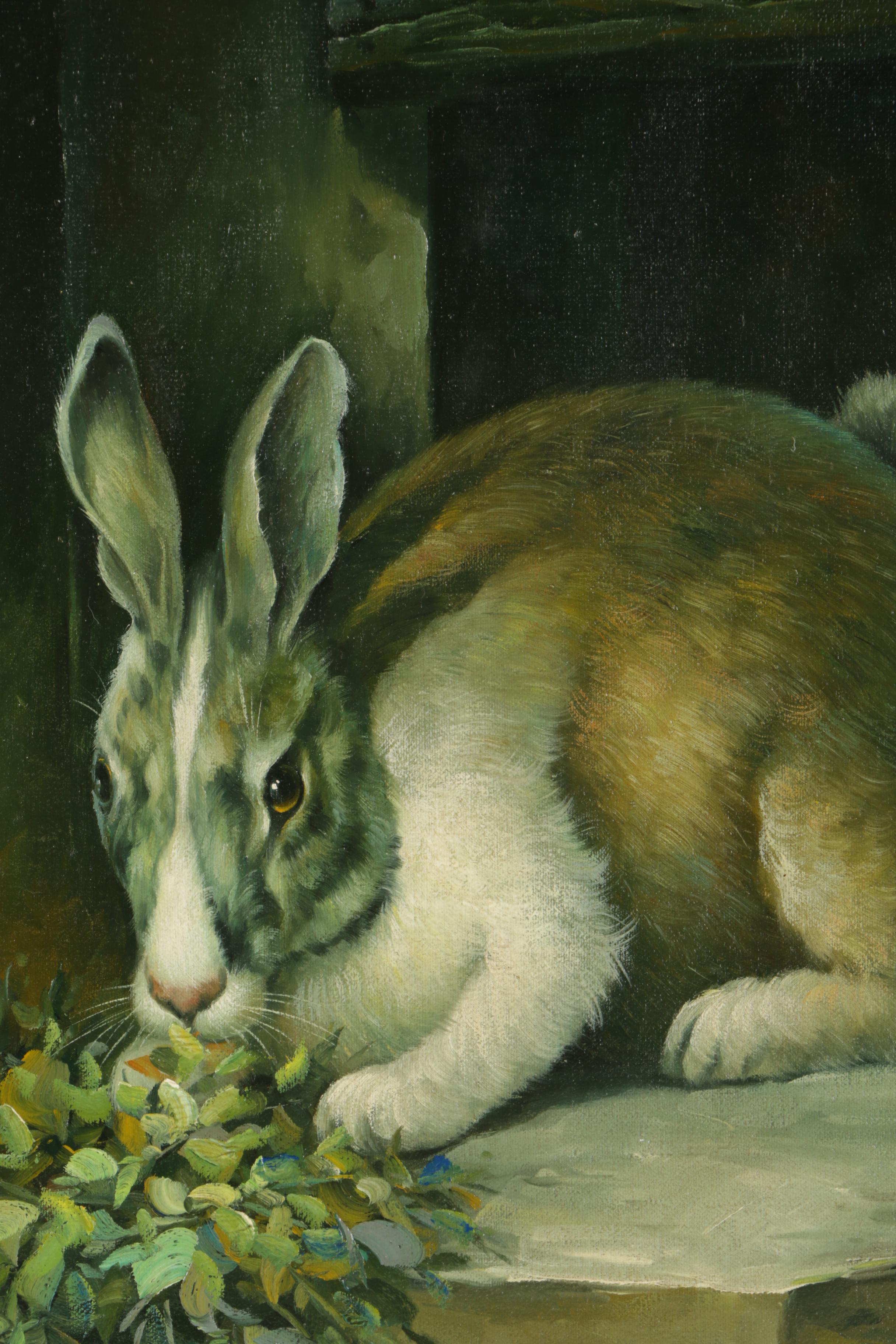 Oil Painting on Canvas of a Rabbit