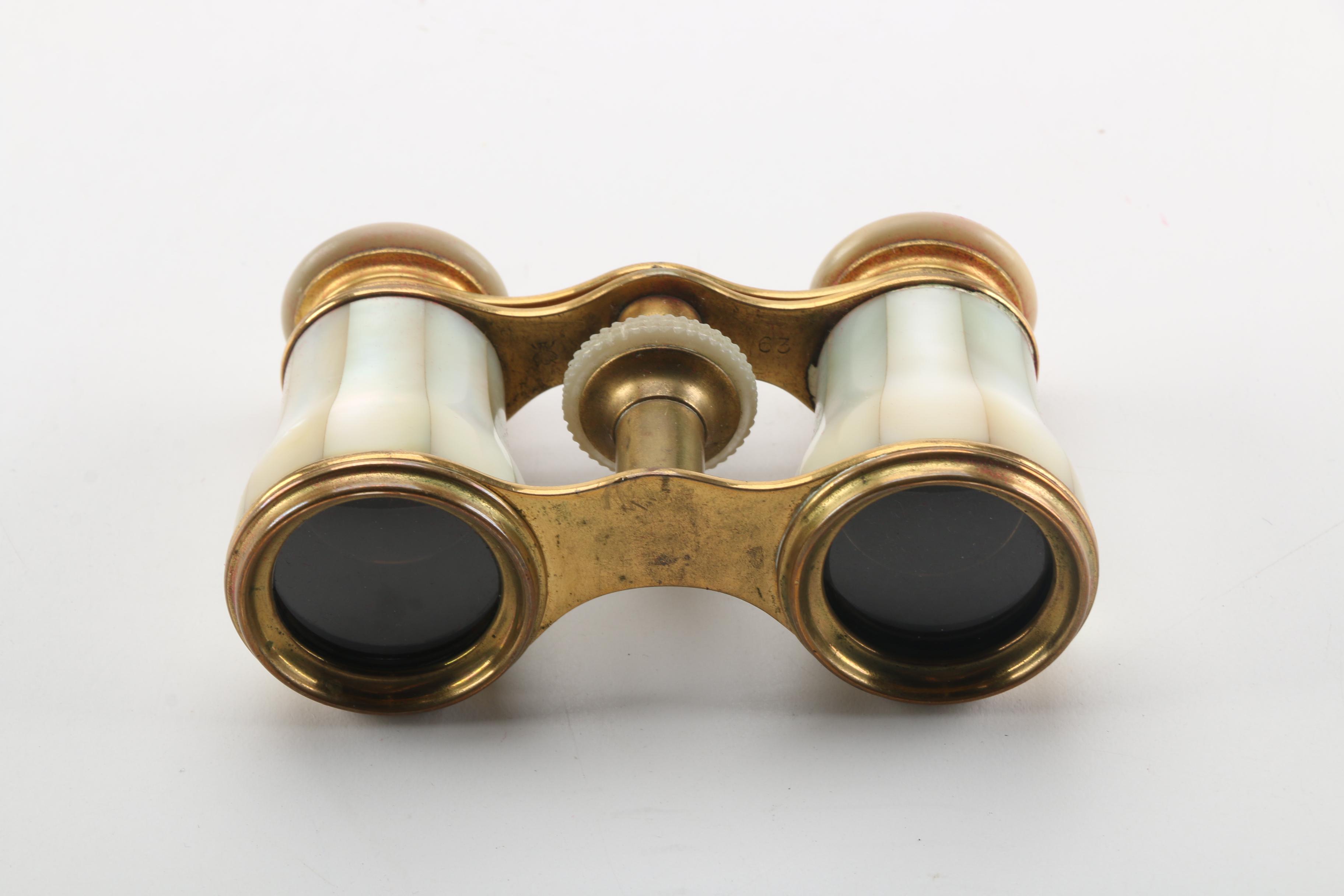 Mother of Pearl Opera Glasses with Leather Case