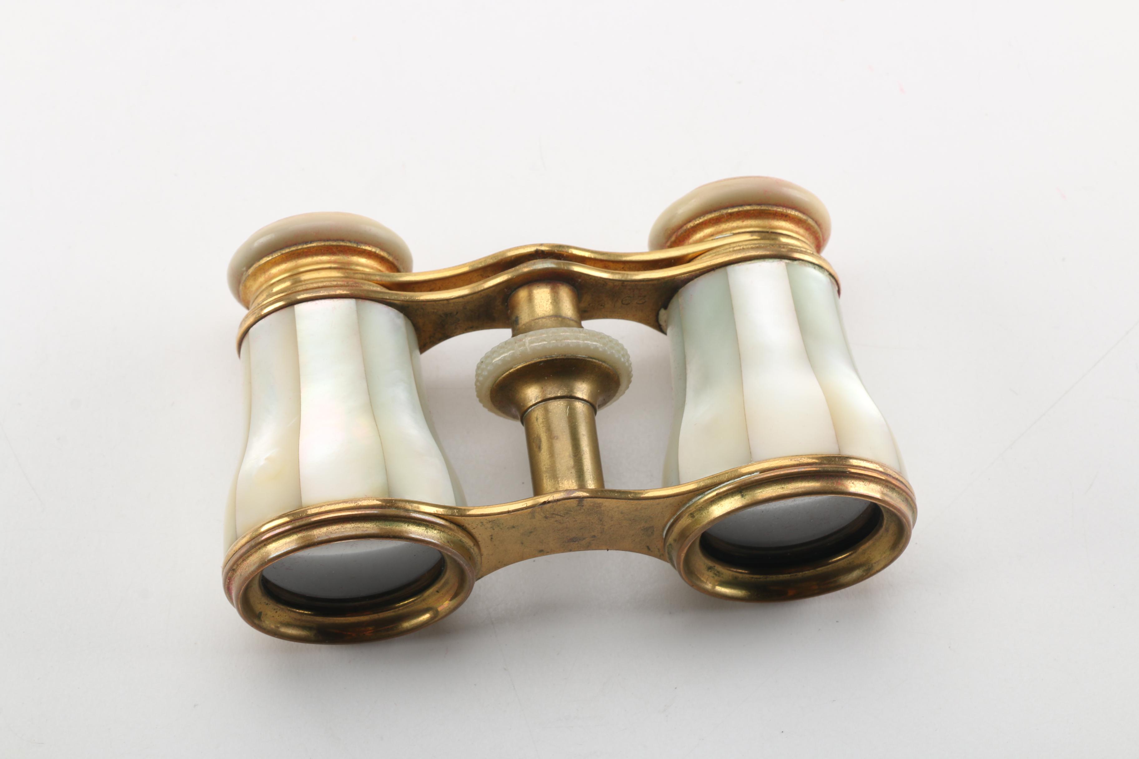 Mother of Pearl Opera Glasses with Leather Case