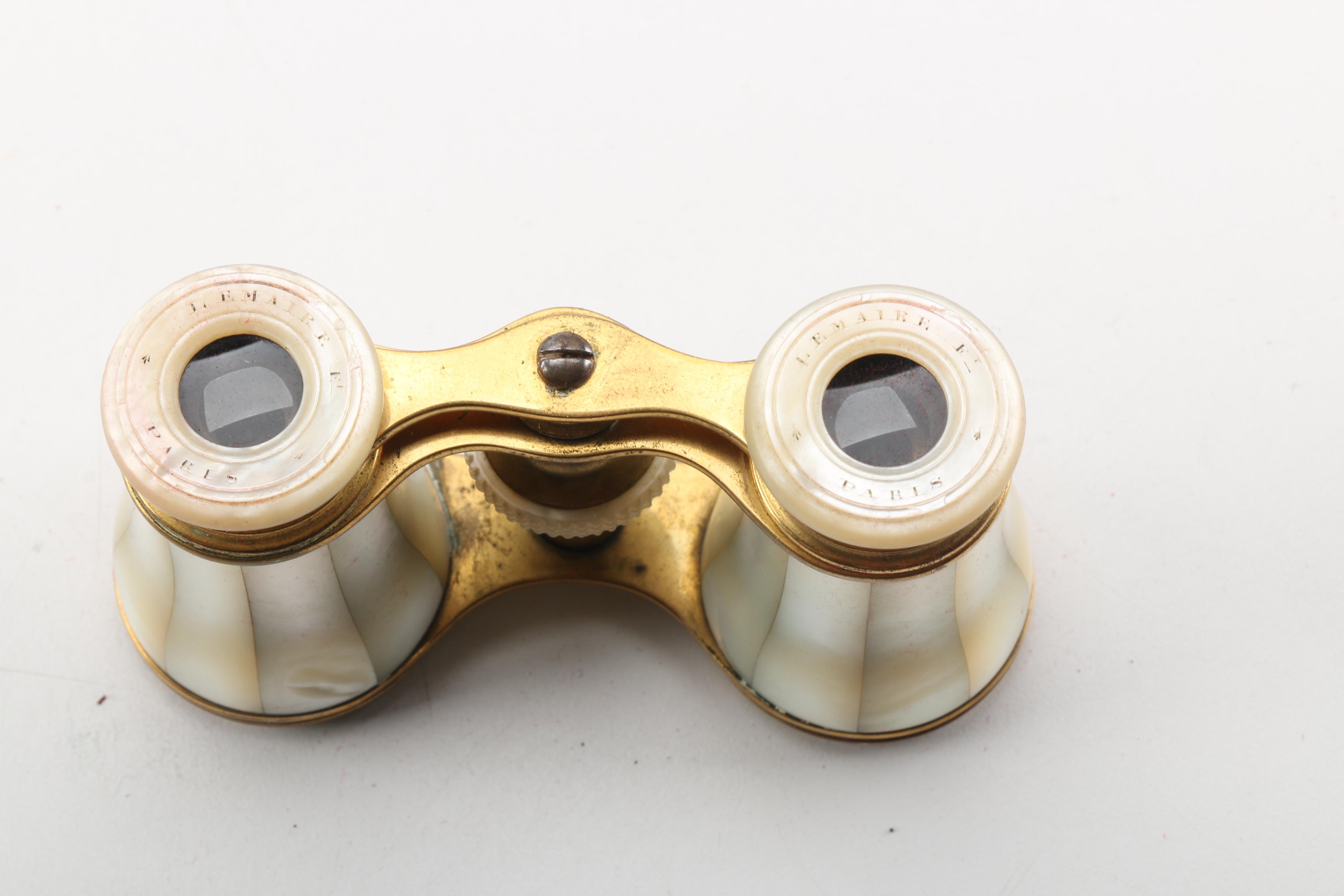 Mother of Pearl Opera Glasses with Leather Case