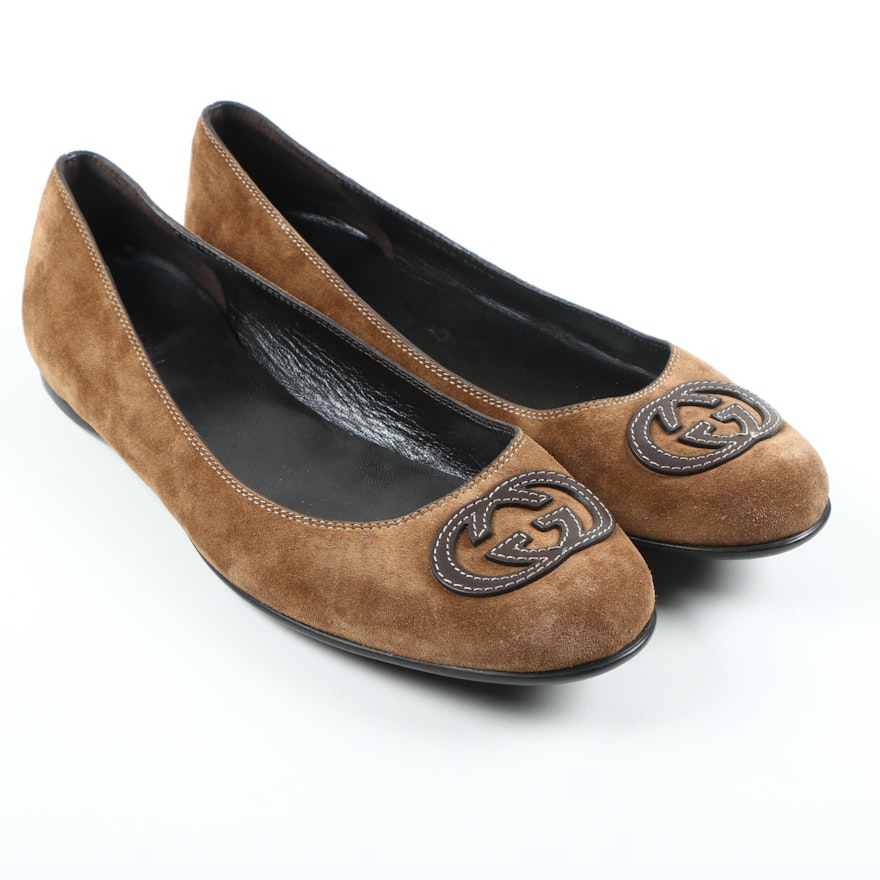 Gucci GG Logo Suede Flats