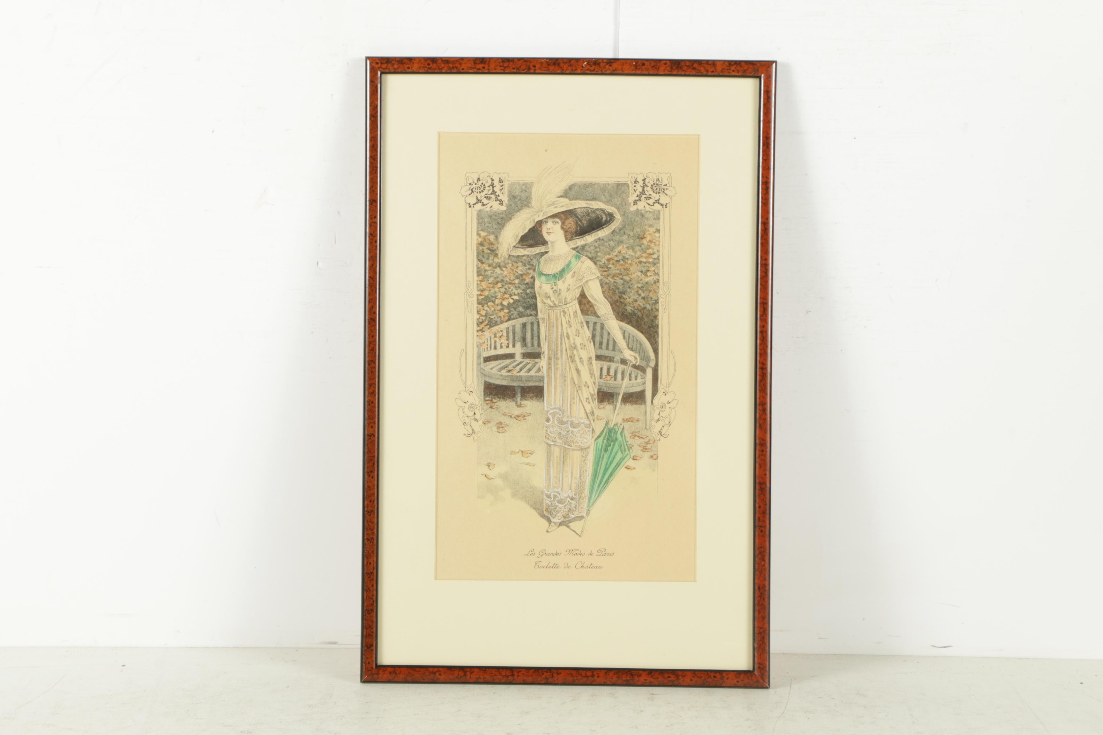 Collection of Hand Colored Lithographs on Paper "Les Grandes Modes de Paris"