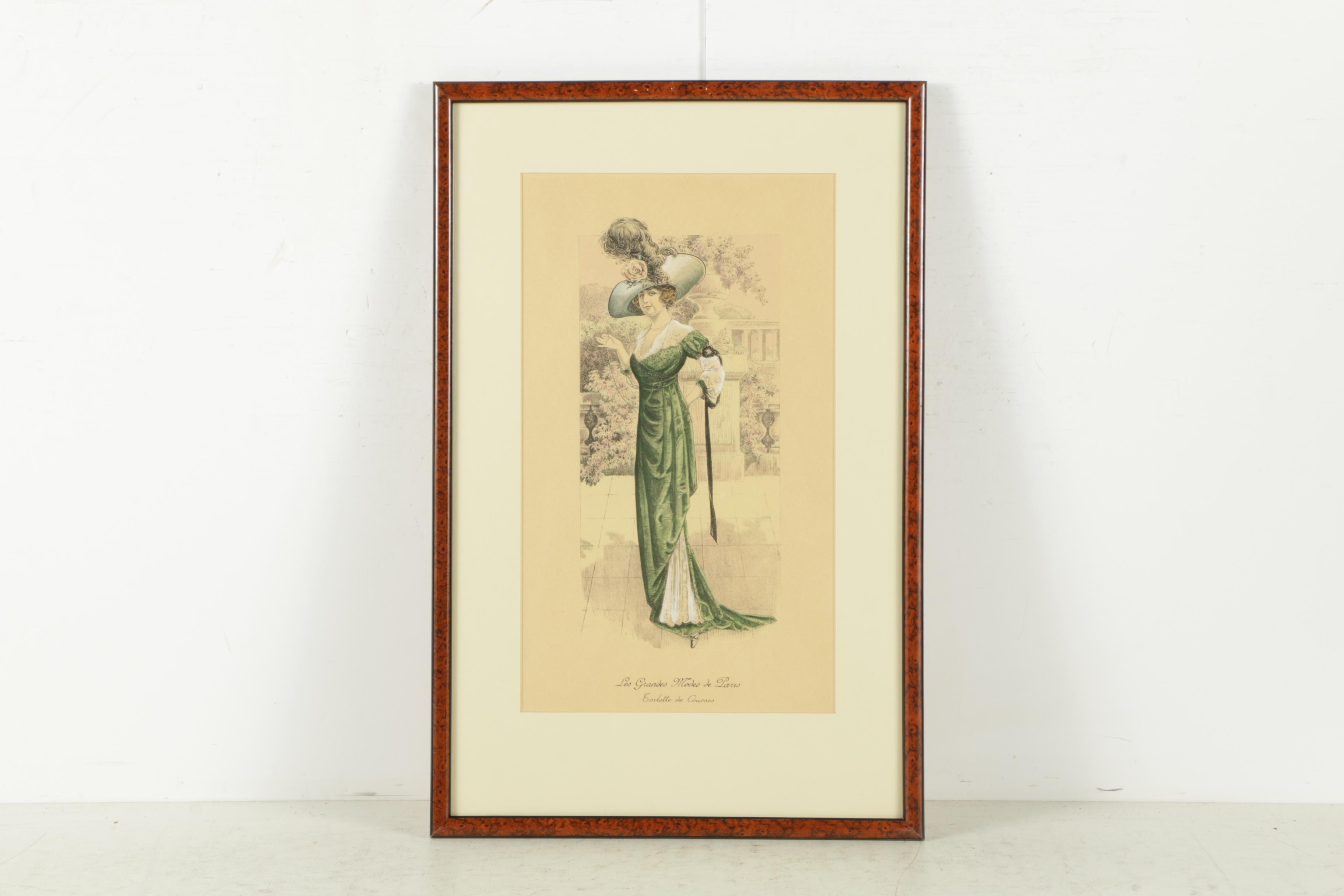 Collection of Hand Colored Lithographs on Paper "Les Grandes Modes de Paris"