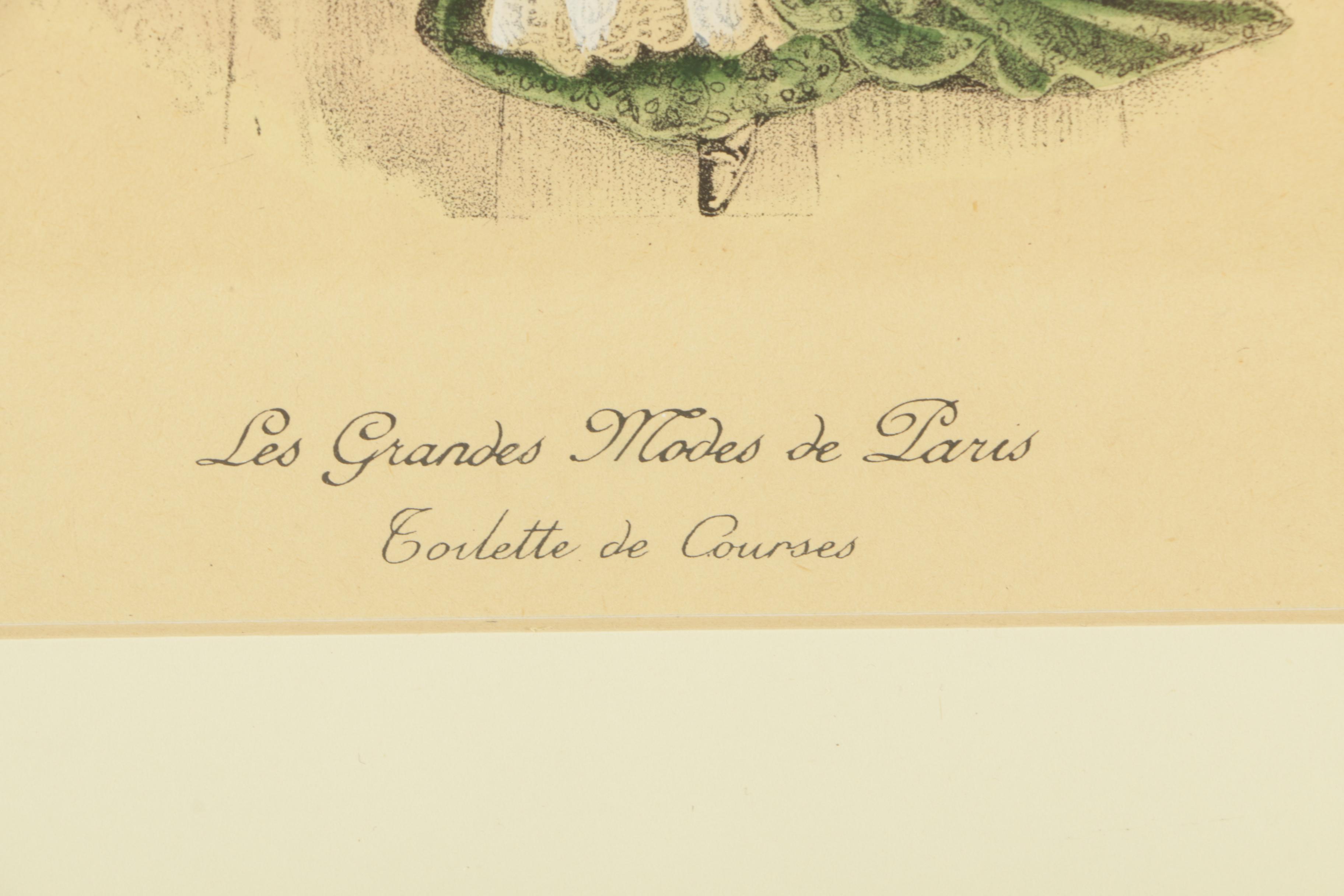 Collection of Hand Colored Lithographs on Paper "Les Grandes Modes de Paris"