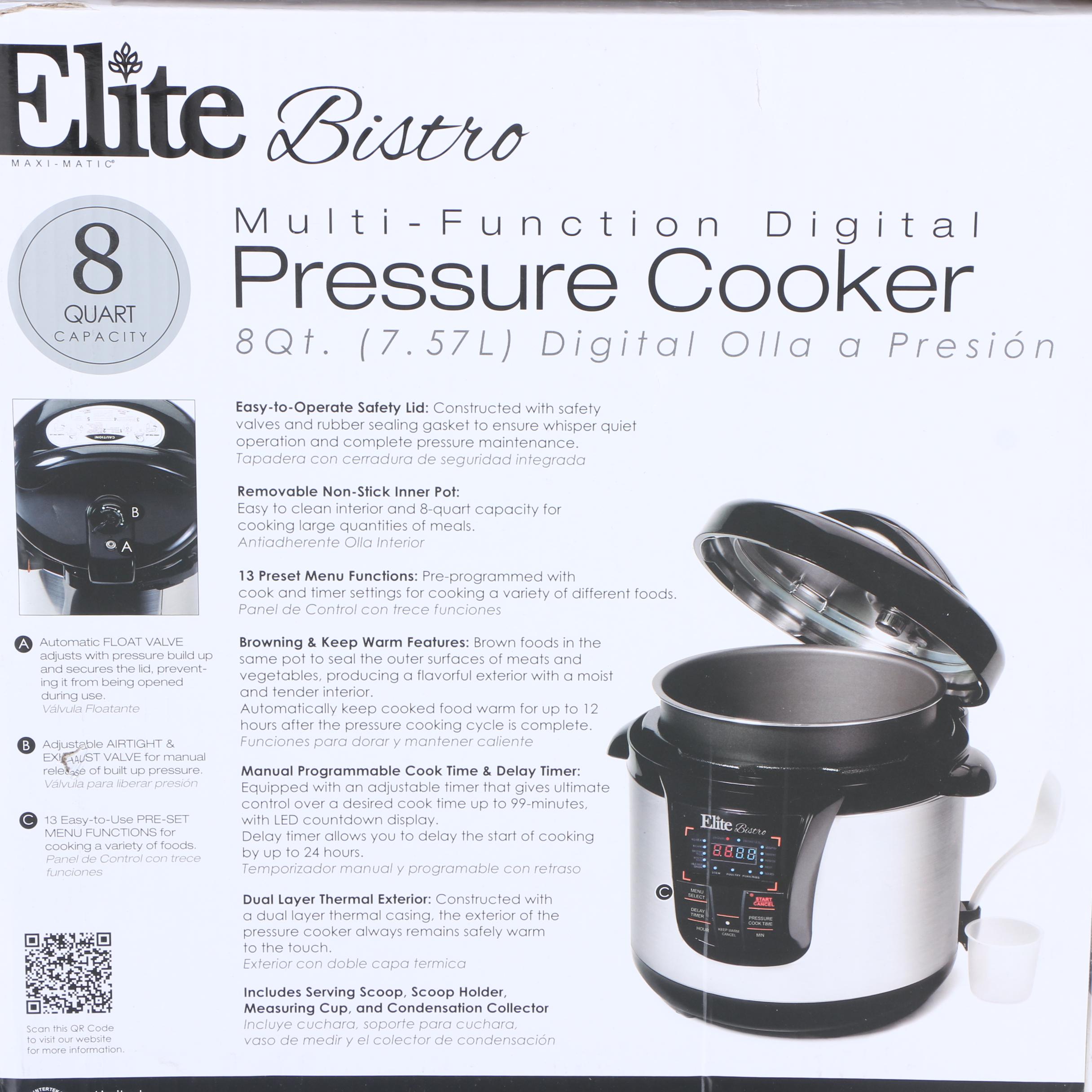 Elite Bistro 8-Quart Pressure Cooker