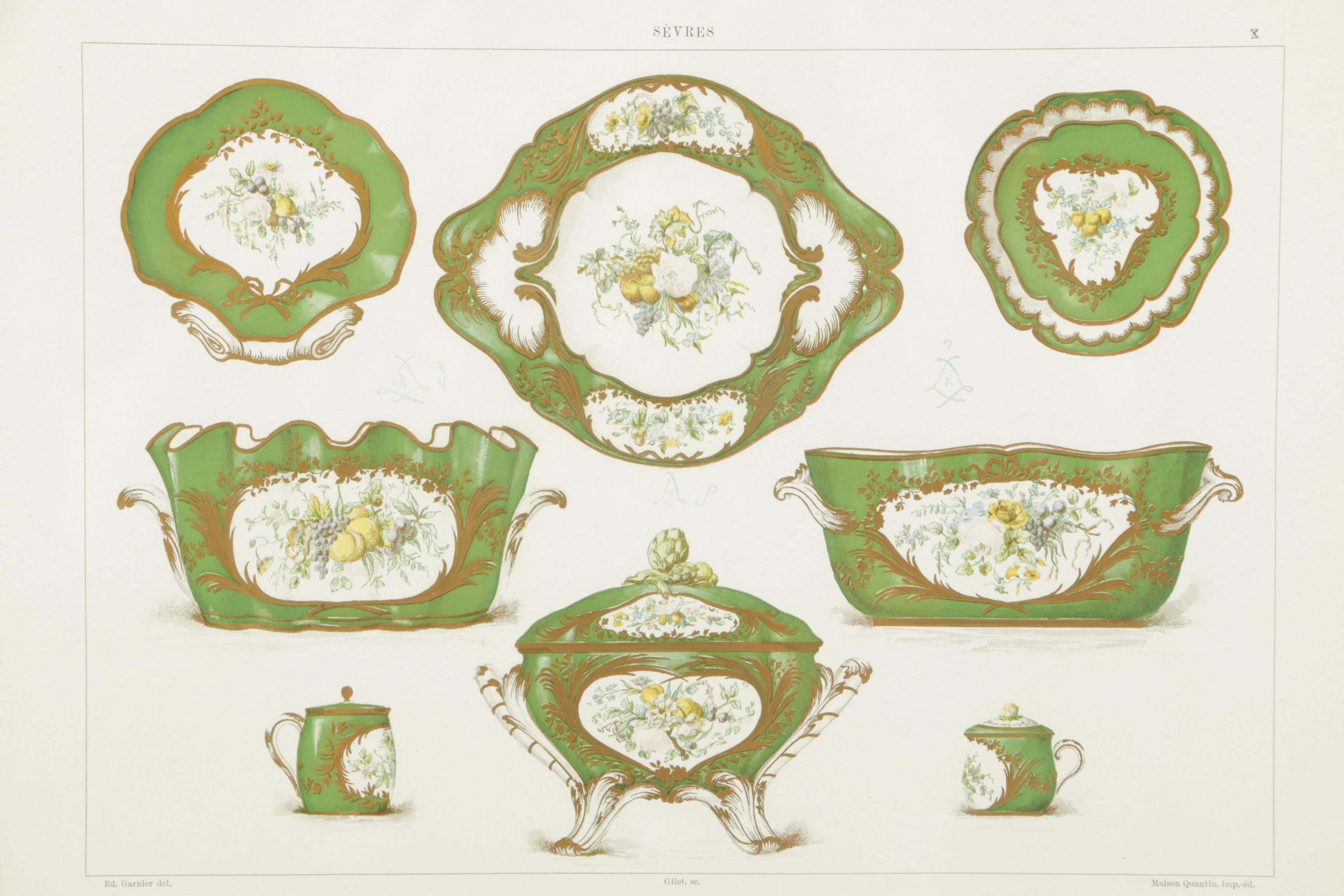Two Chromolithographs from "Le Porcelaine Tendre de Sevres" by Edouard Garnier