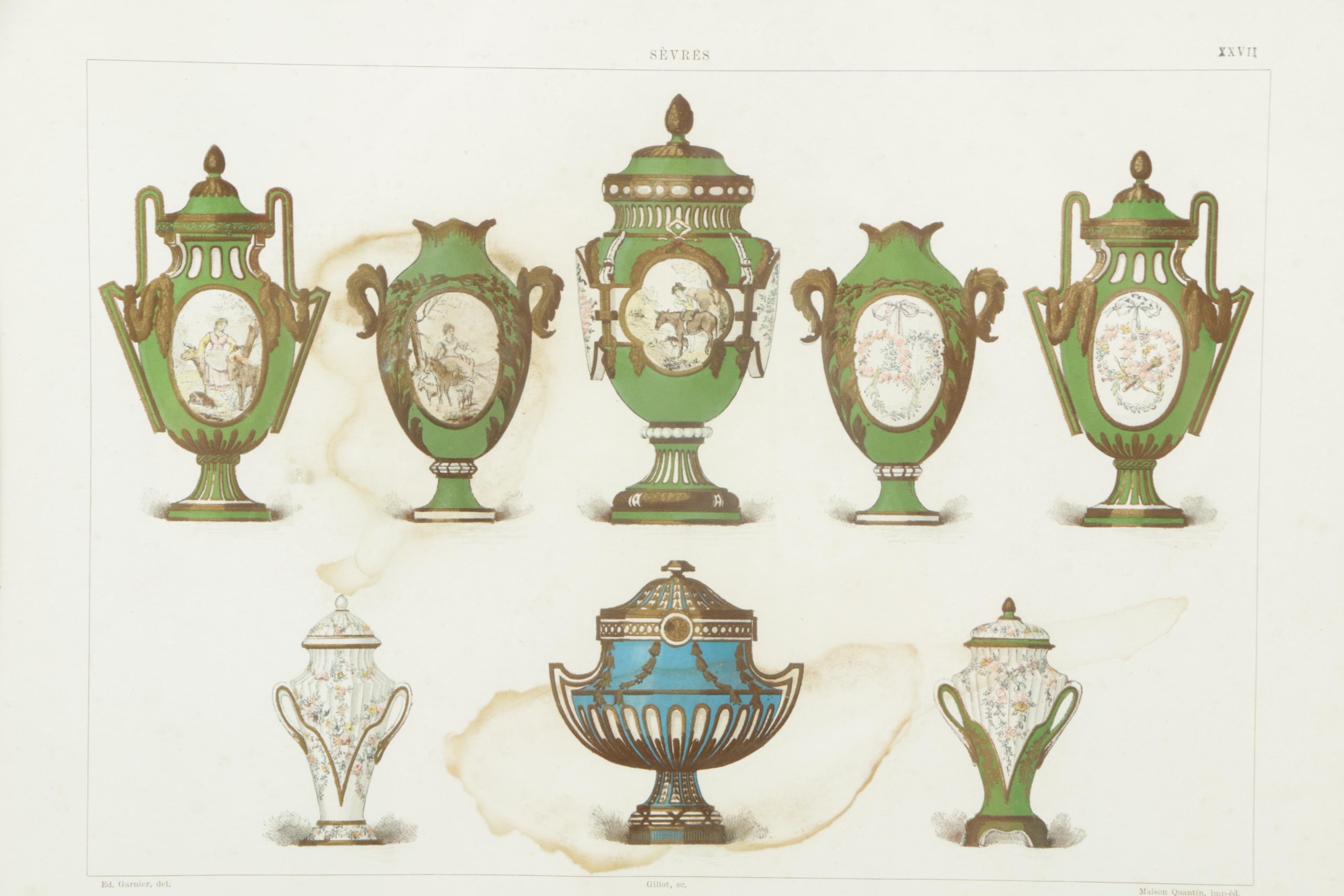 Two Chromolithographs from "Le Porcelaine Tendre de Sevres" by Edouard Garnier