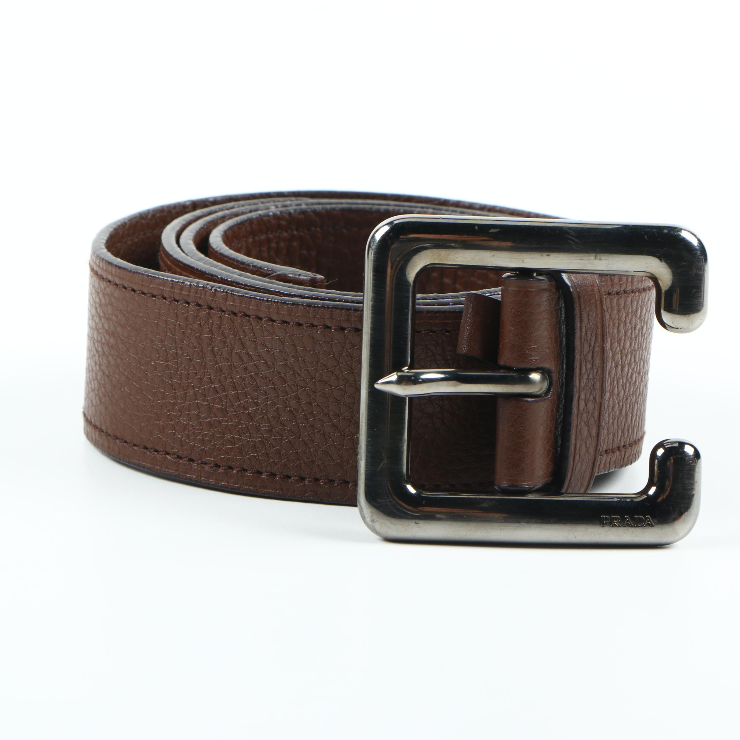 Women's Prada Brown Leather Belt