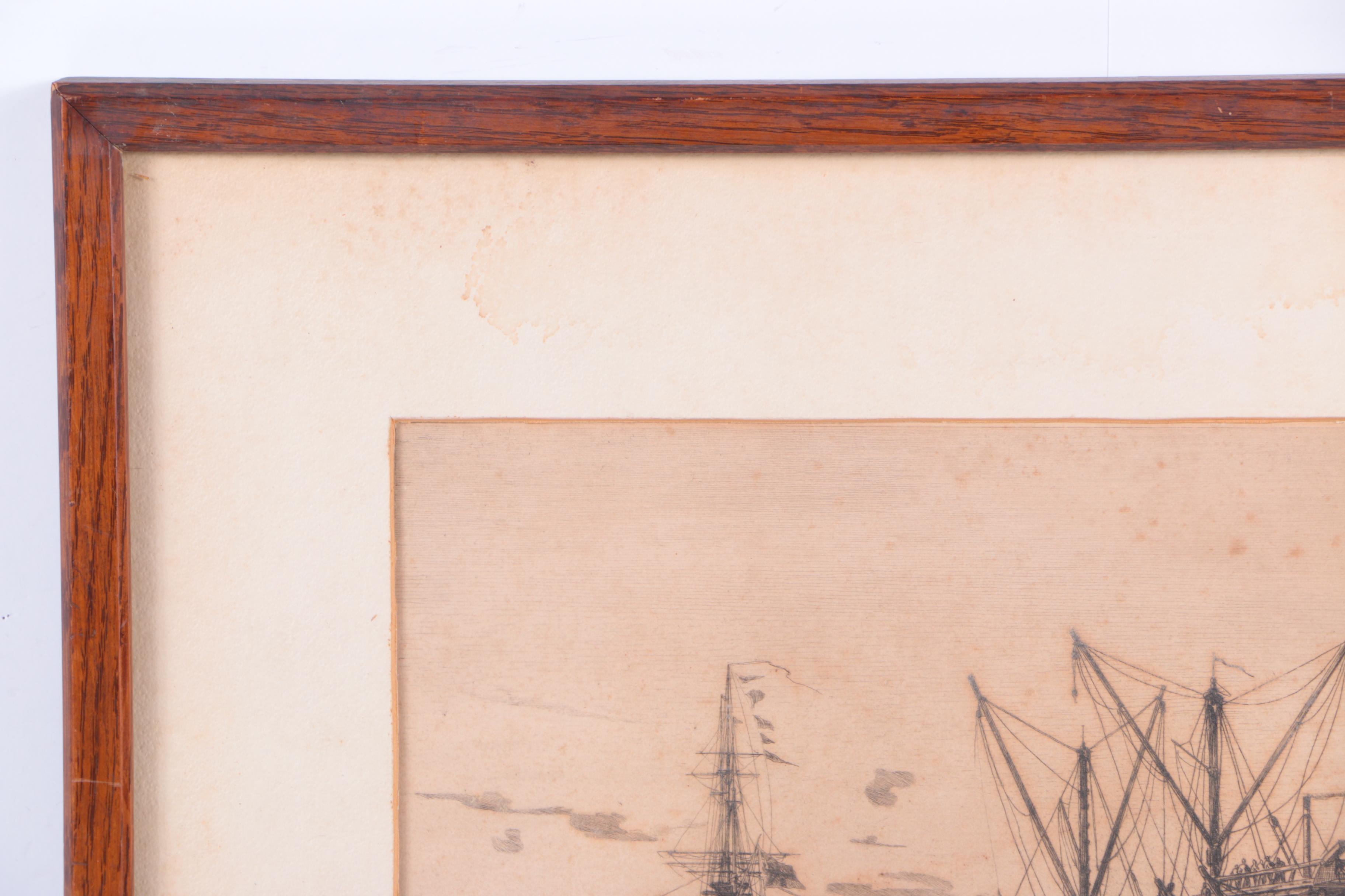 Etching of Ships Gathered in a Port