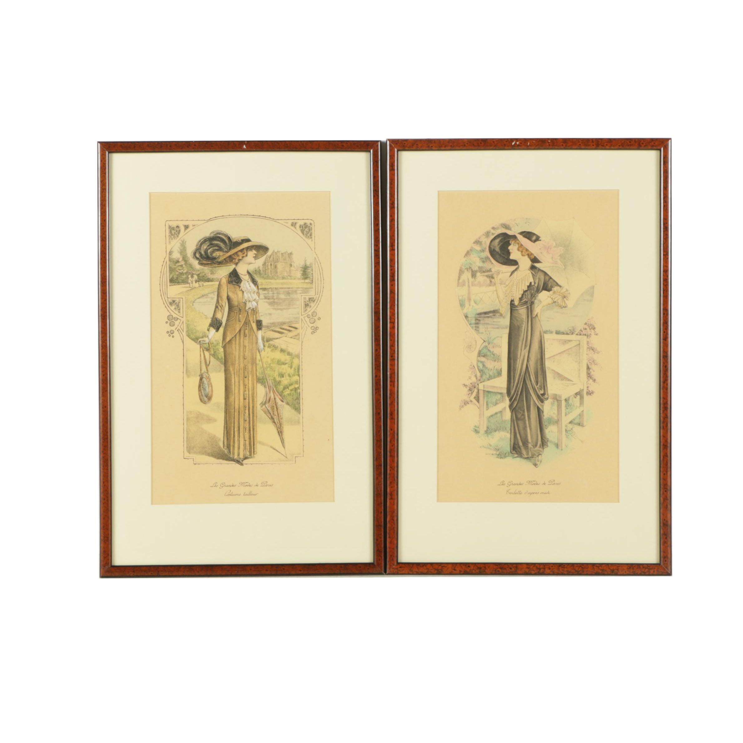 Collection of Color Lithographs on Paper "Les Grandes Modes de Paris"