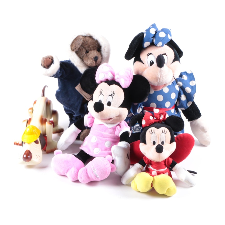 Plush Dolls and Plastic Pull-Toy Dog