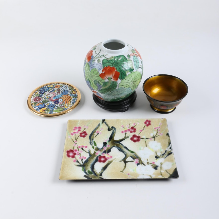 Cloissonware Tray with Ceramic Decor