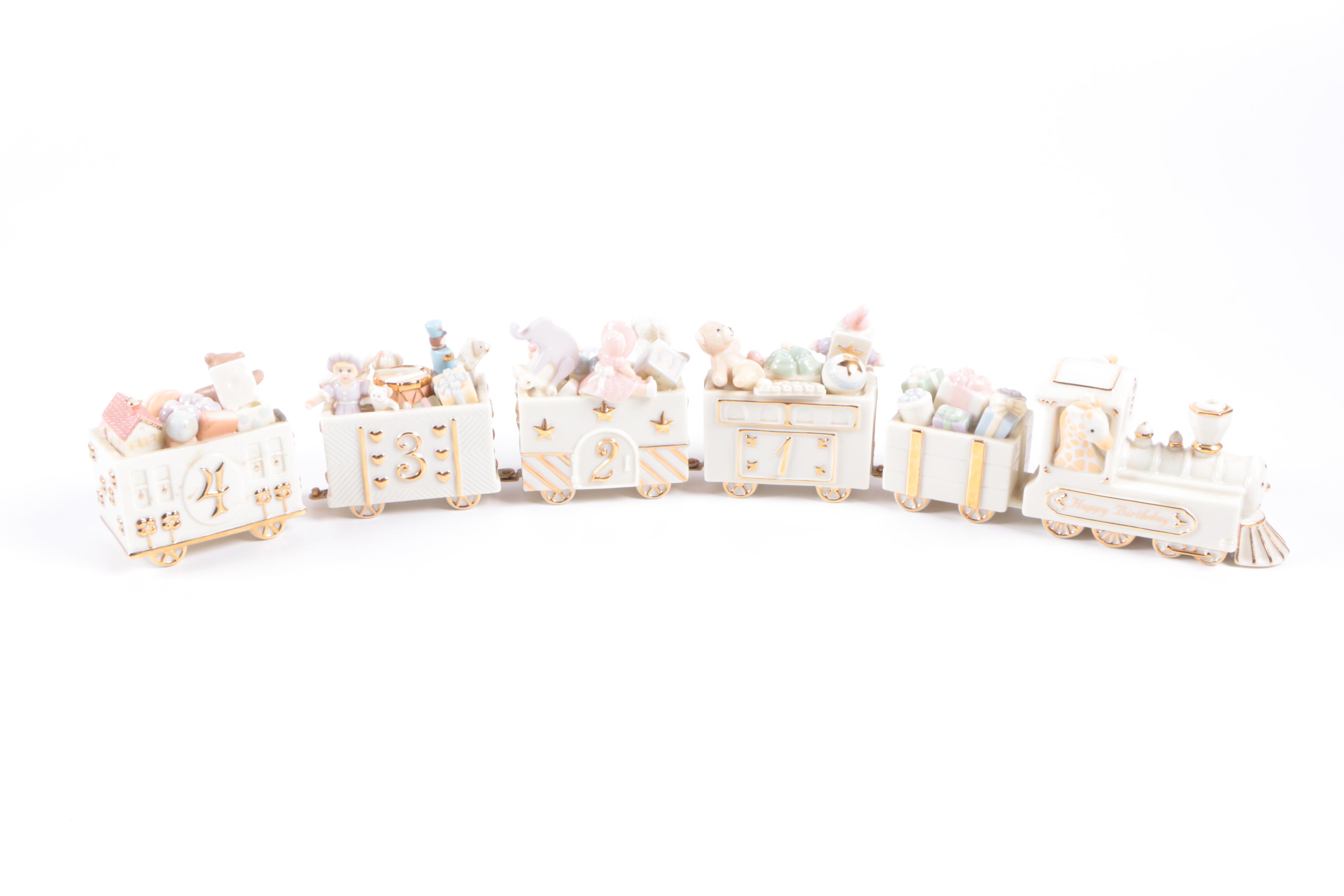 Lenox "Happy BIrthday Express" Porcelain Train and Music Box Chest