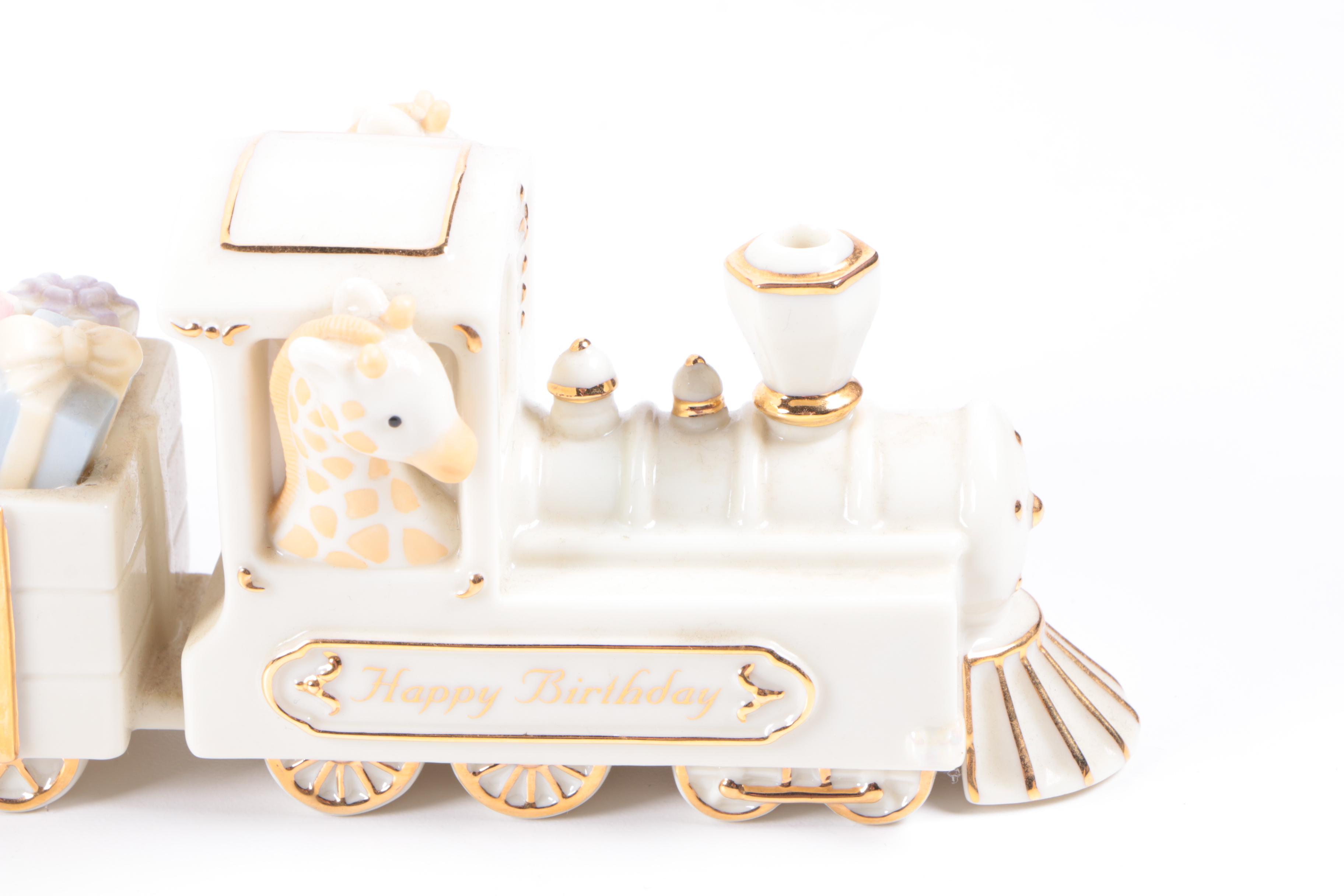 Lenox "Happy BIrthday Express" Porcelain Train and Music Box Chest
