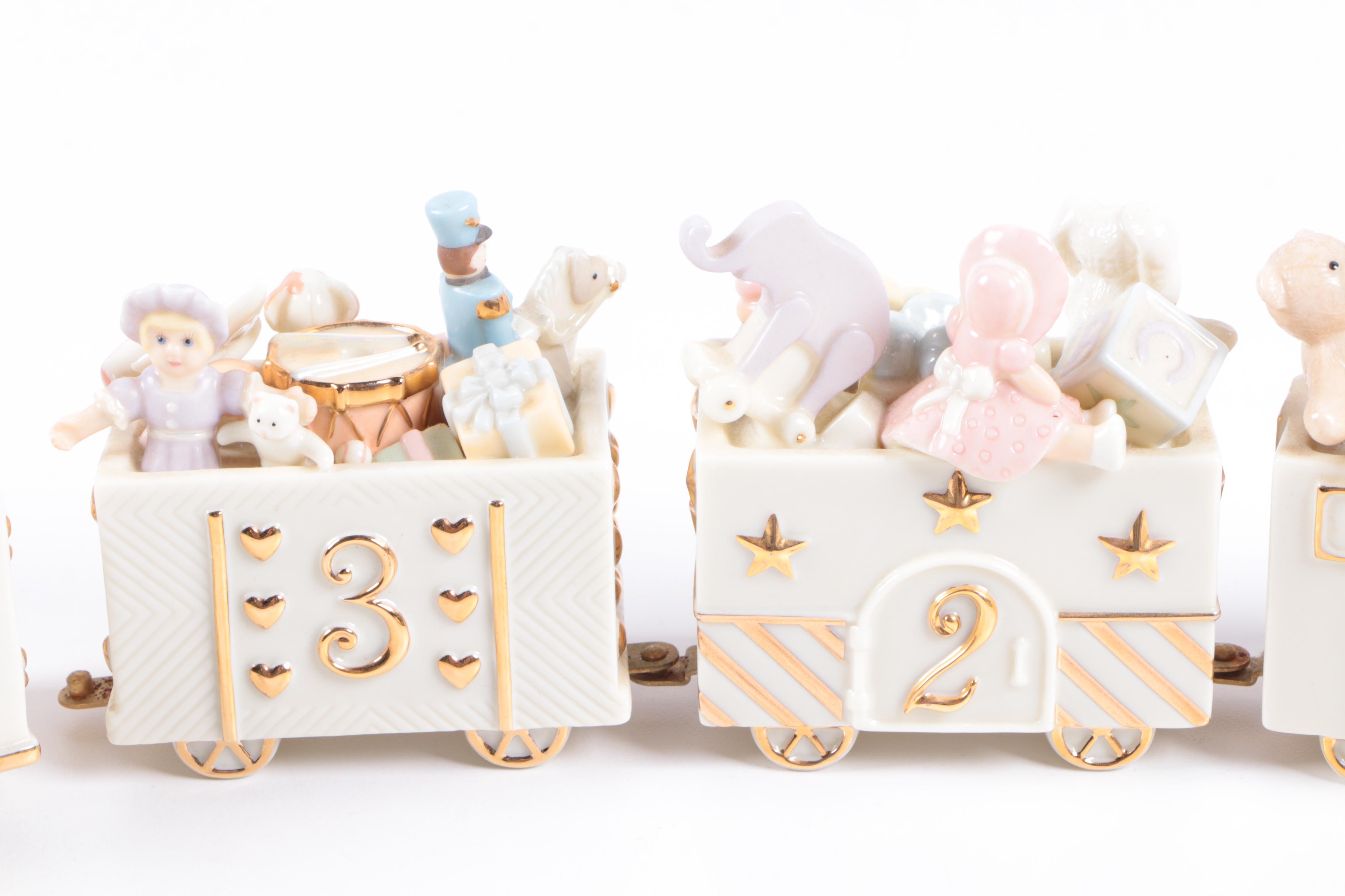 Lenox "Happy BIrthday Express" Porcelain Train and Music Box Chest