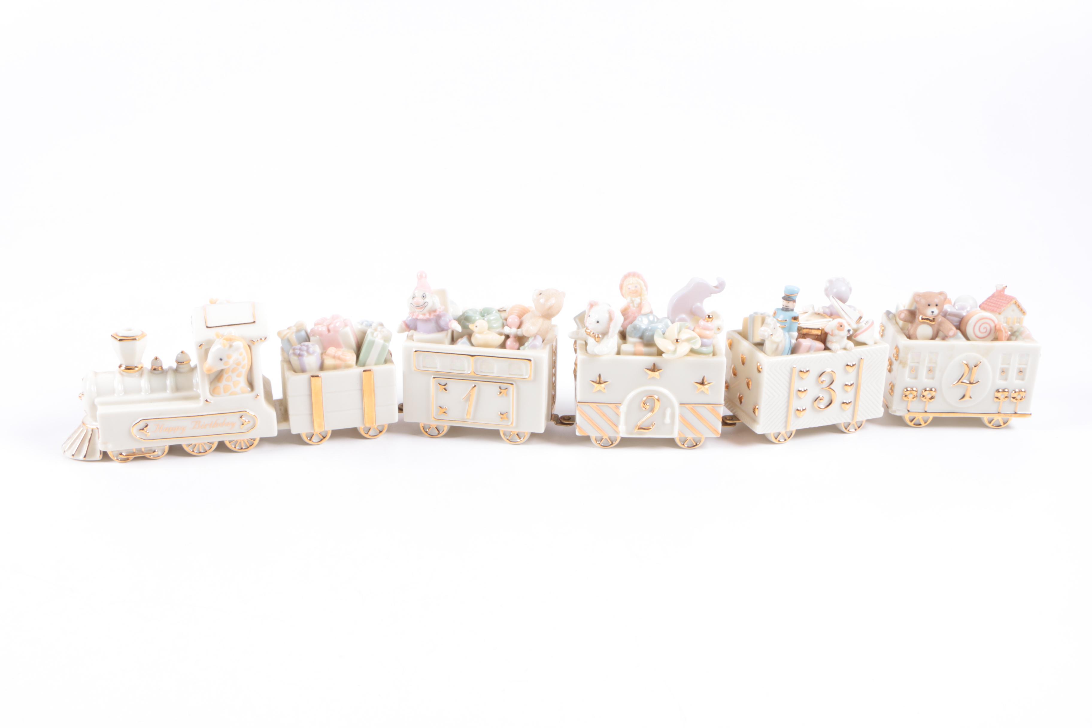 Lenox "Happy BIrthday Express" Porcelain Train and Music Box Chest