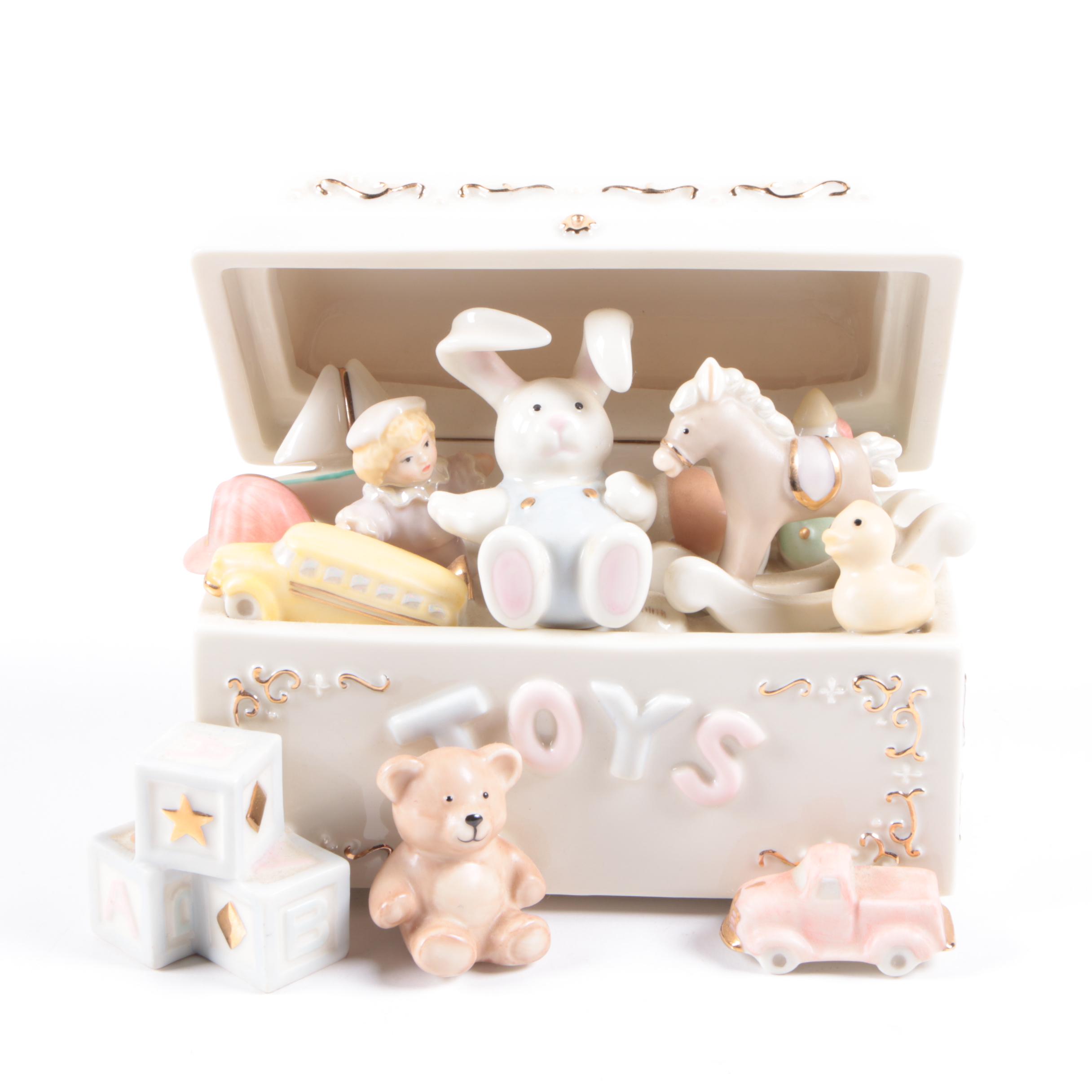 Lenox "Happy BIrthday Express" Porcelain Train and Music Box Chest