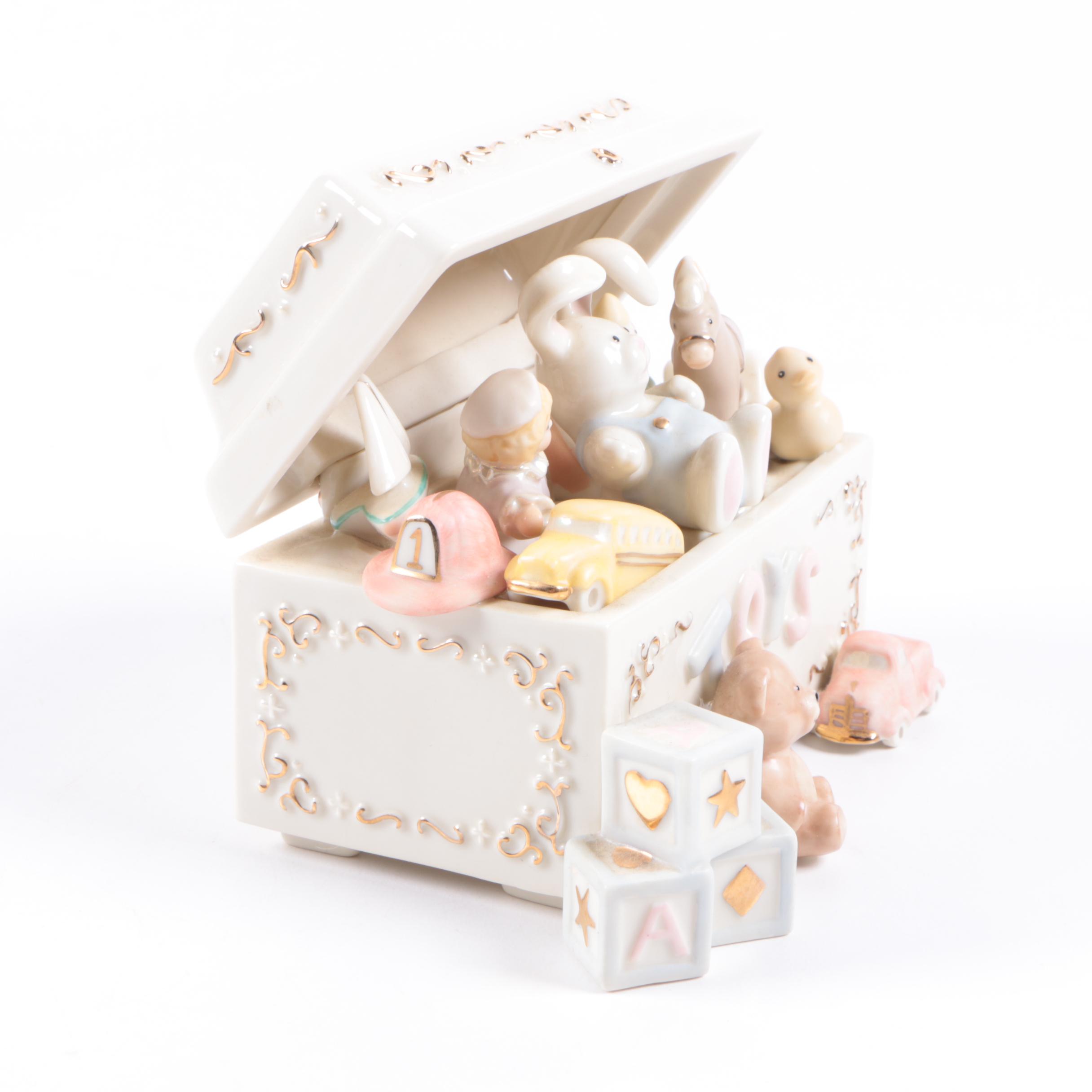 Lenox "Happy BIrthday Express" Porcelain Train and Music Box Chest