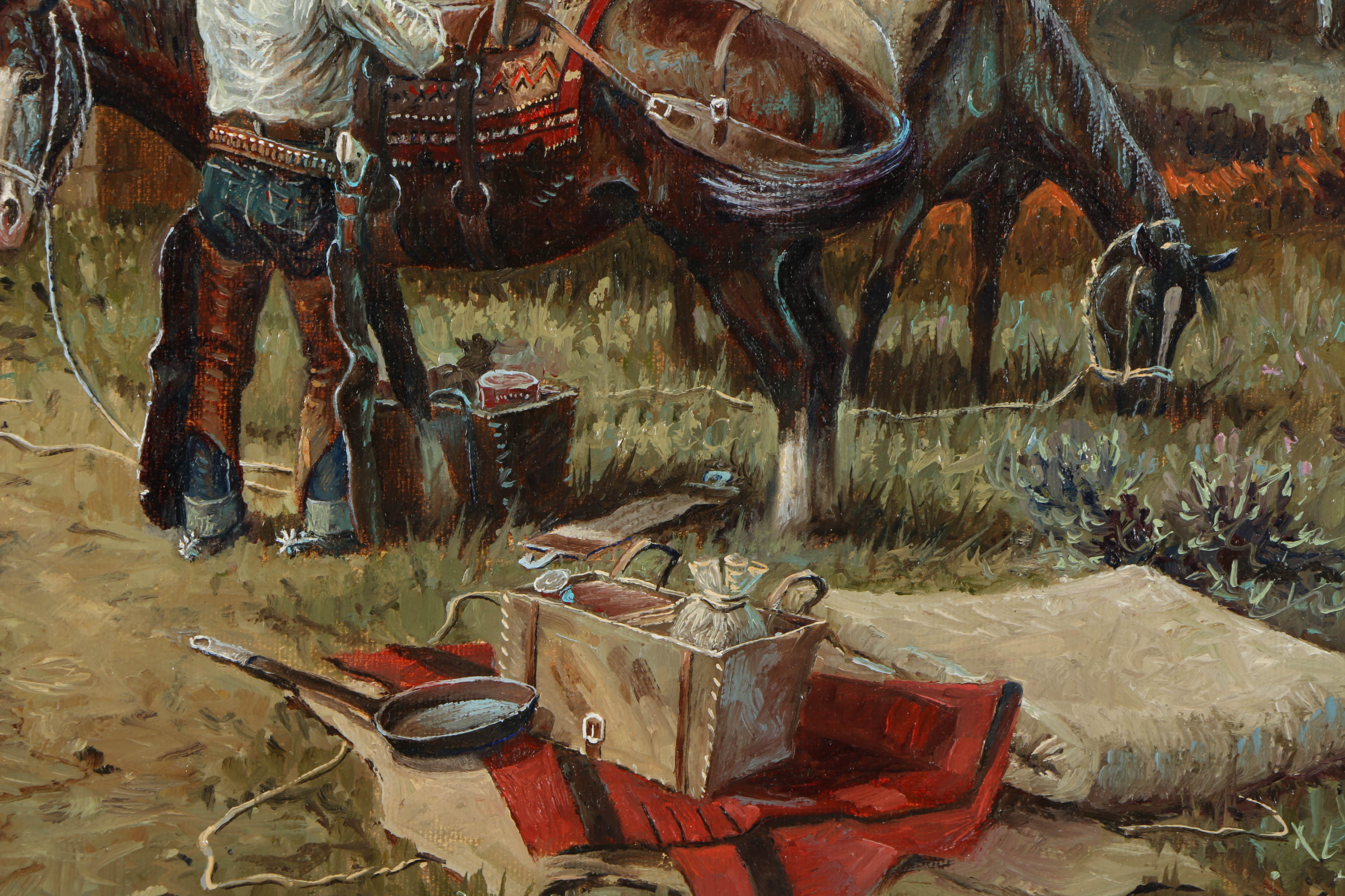 Mel Bradshaw Oil Painting on Canvas "Thieves Hide-A-Way"