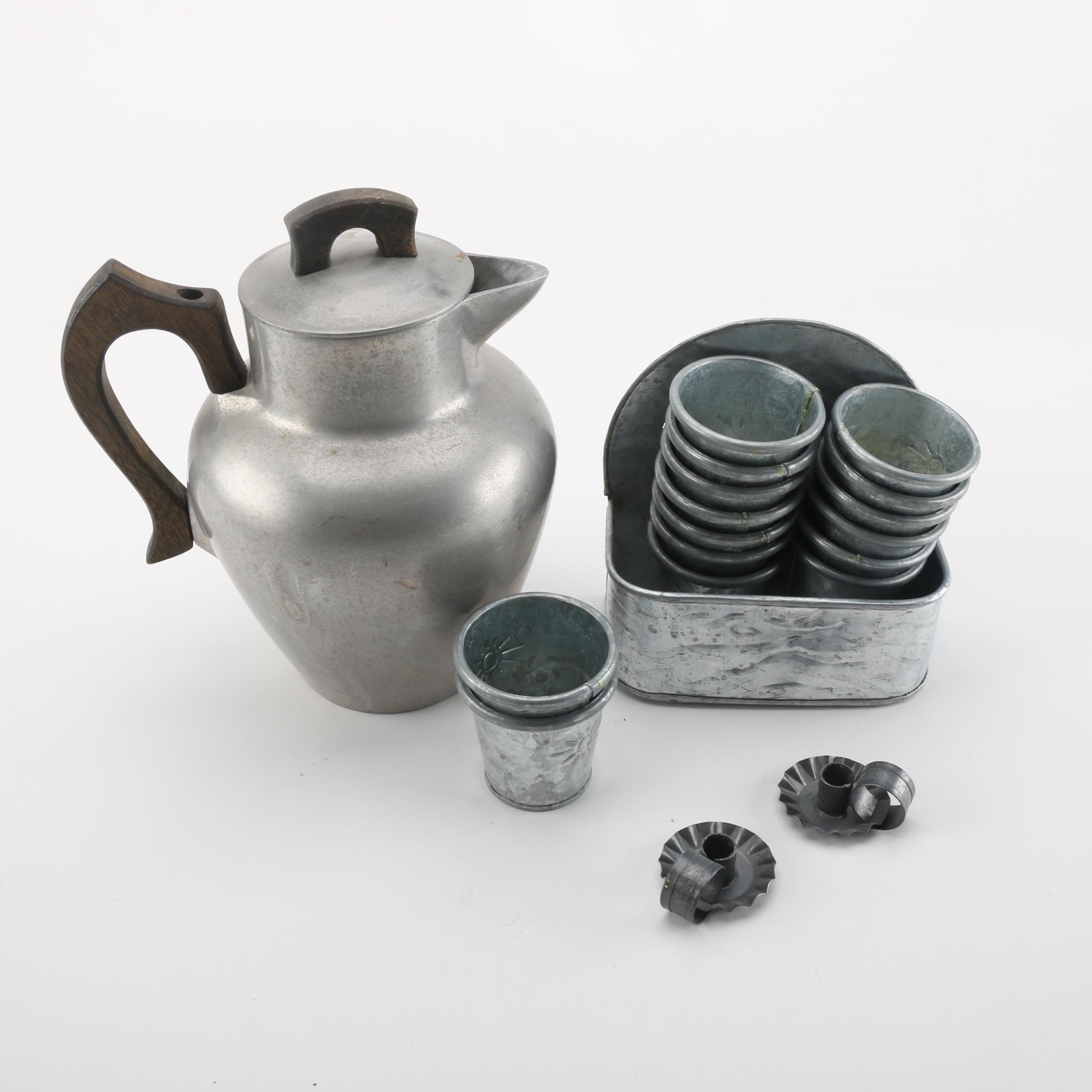 Vintage Club Aluminum Coffee Pot and Galvanized Decor