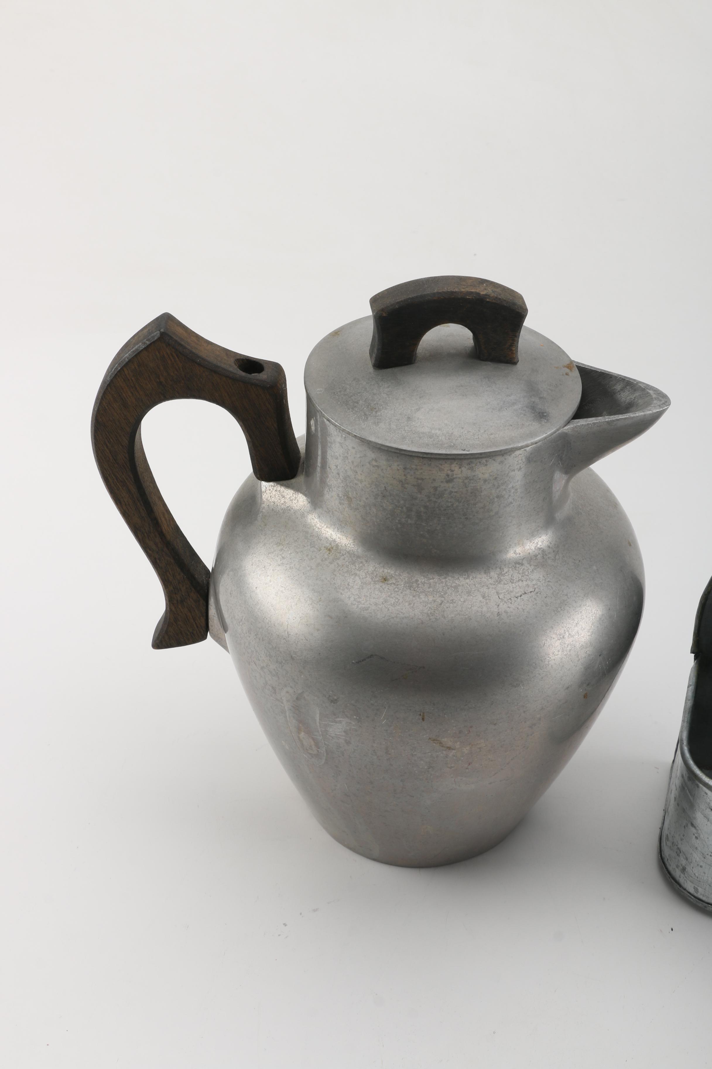 Vintage Club Aluminum Coffee Pot and Galvanized Decor