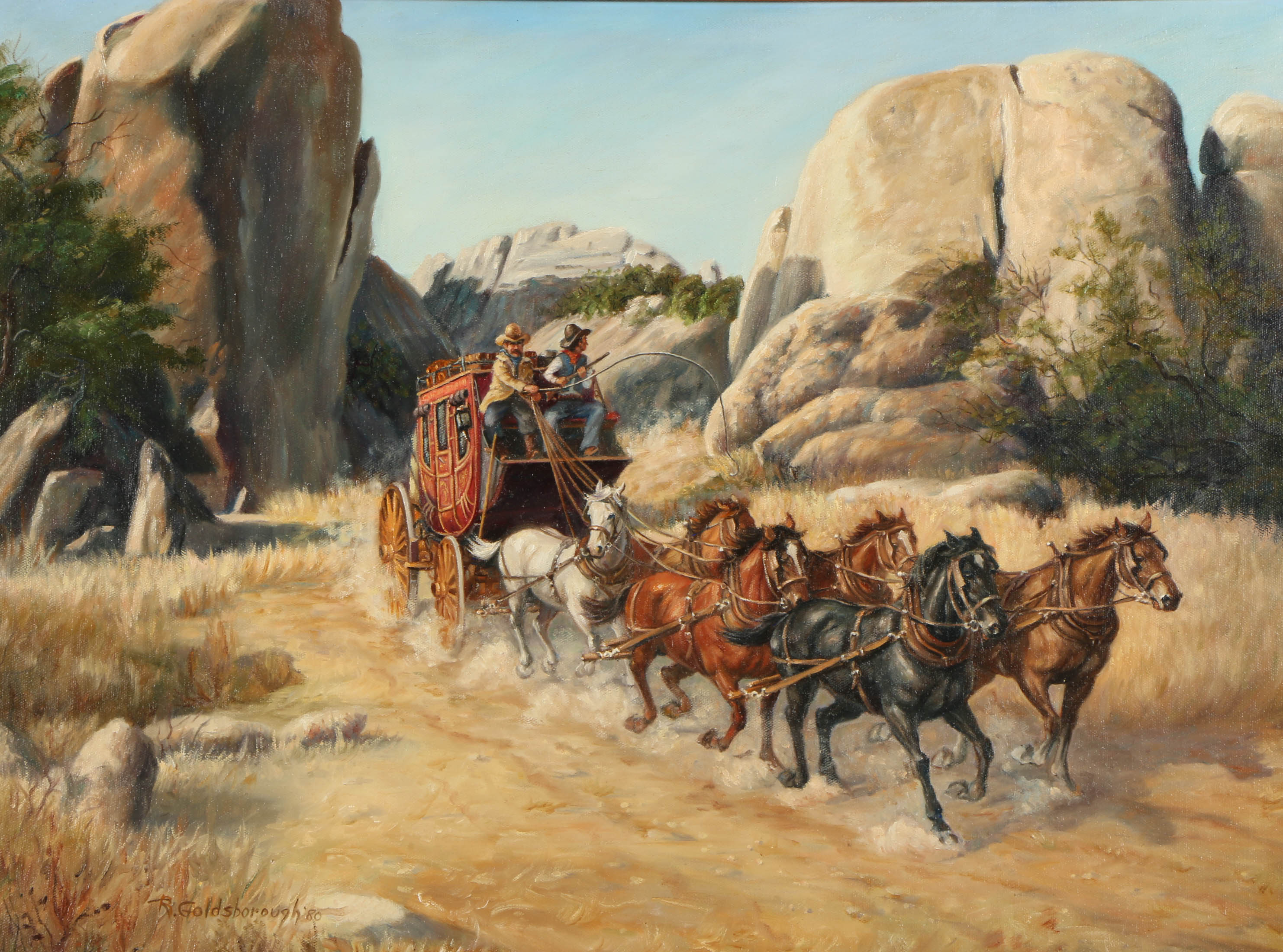 Ruth Goldsborough Oil Painting on Canvas "Stagecoach"