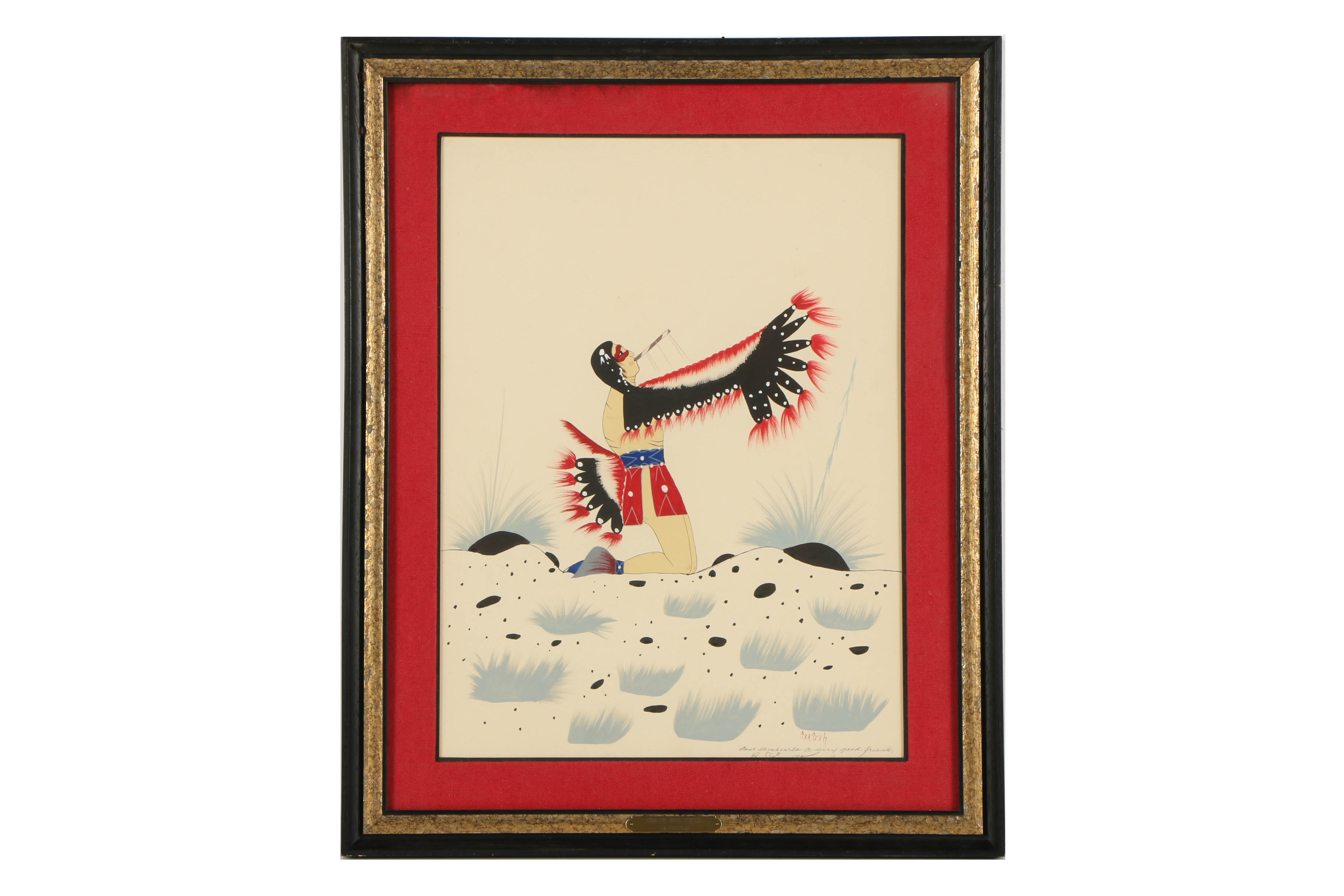 Pair of Jim Tartsah Watercolor on Paper of Native American Figurative Scenes