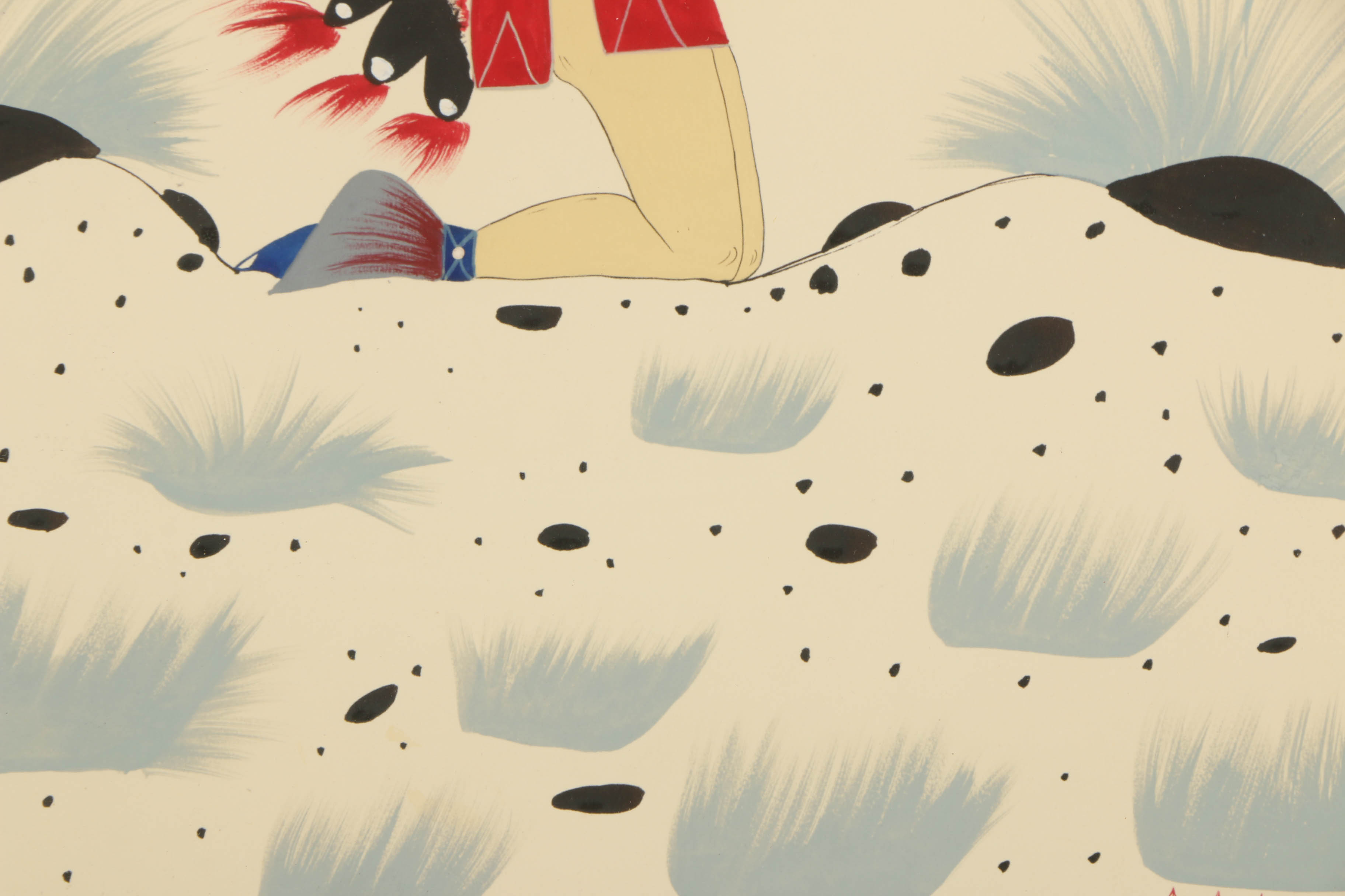 Pair of Jim Tartsah Watercolor on Paper of Native American Figurative Scenes