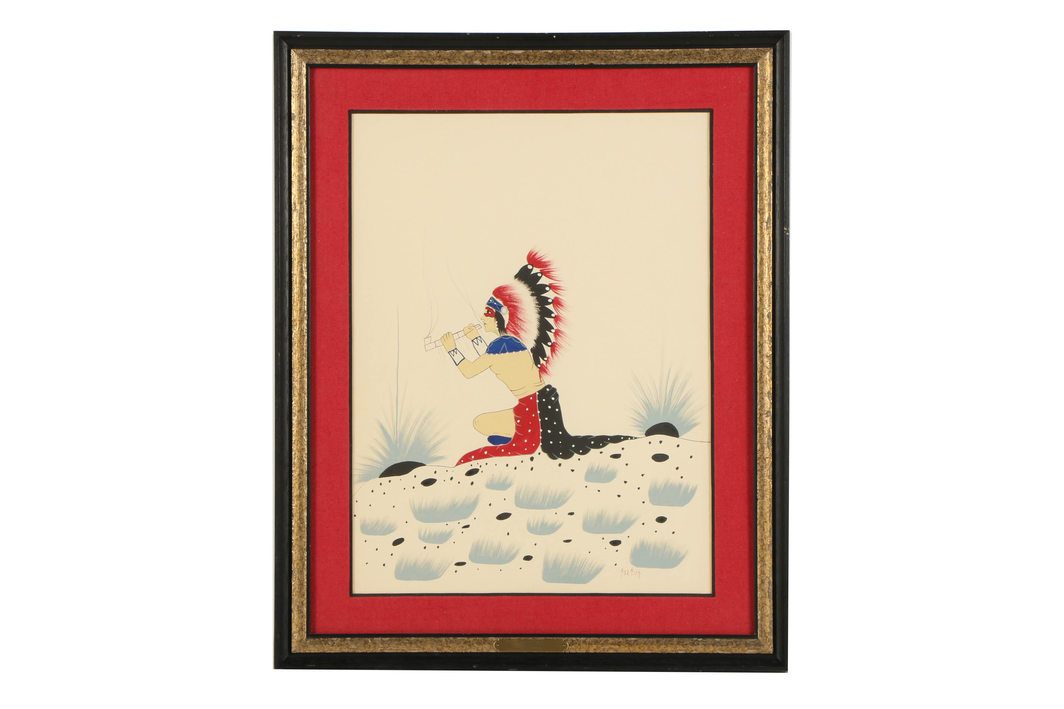 Pair of Jim Tartsah Watercolor on Paper of Native American Figurative Scenes