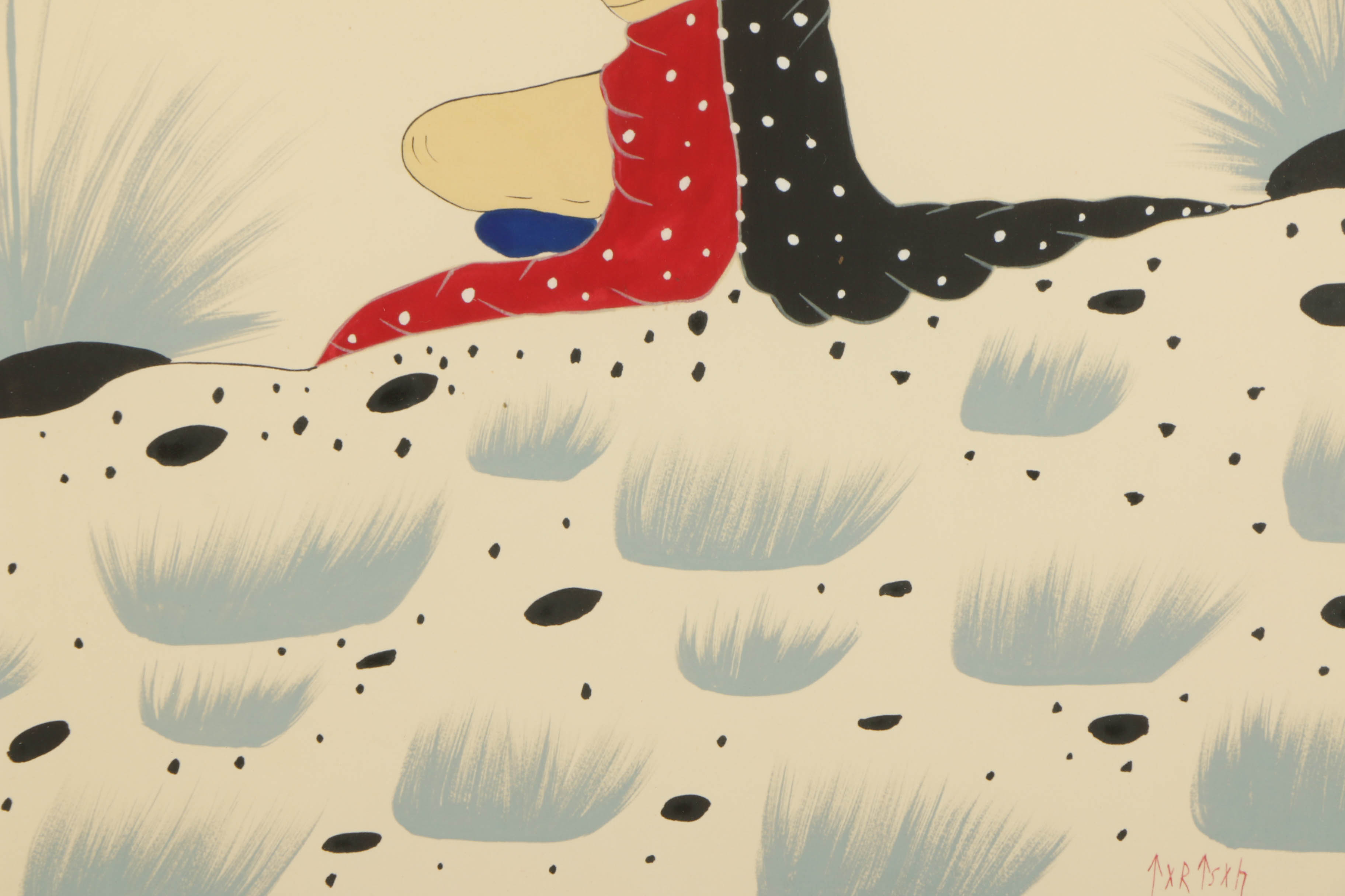 Pair of Jim Tartsah Watercolor on Paper of Native American Figurative Scenes