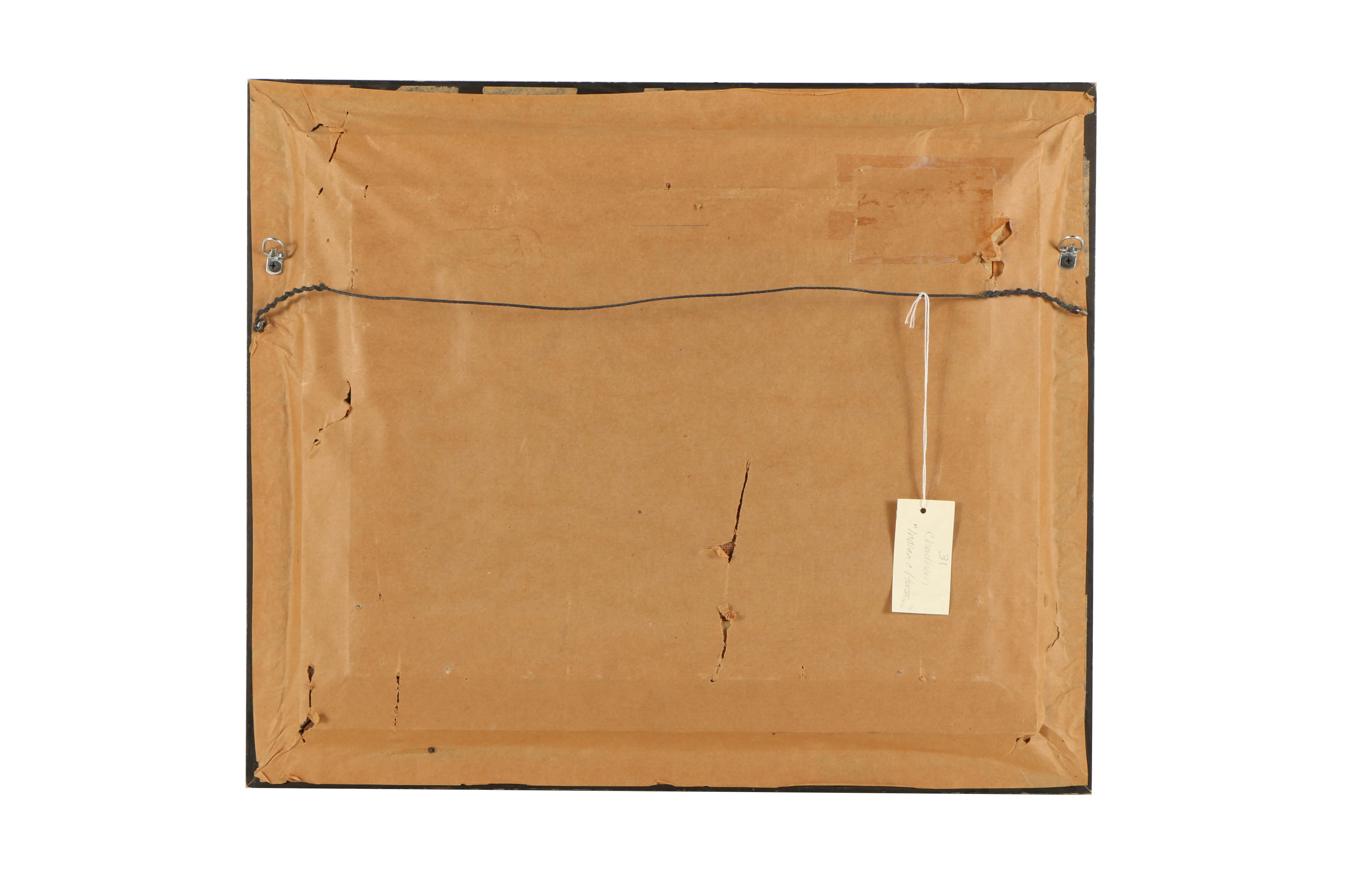 Shep Chadhorn Oil Painting on Canvas "Indian & Horse Approaching a Campfire"