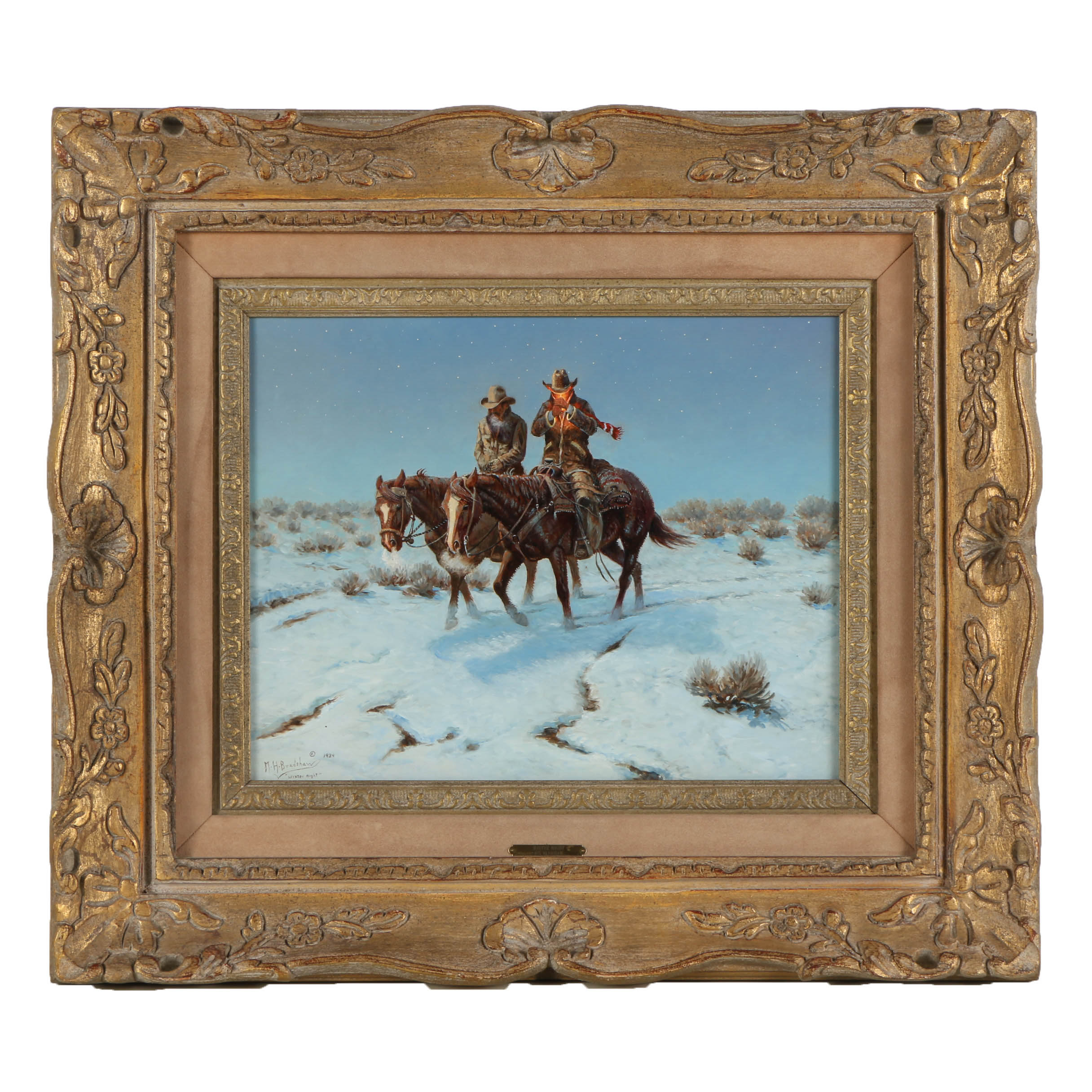 Mel Bradshaw Oil Painting on Canvas "Winter Night"