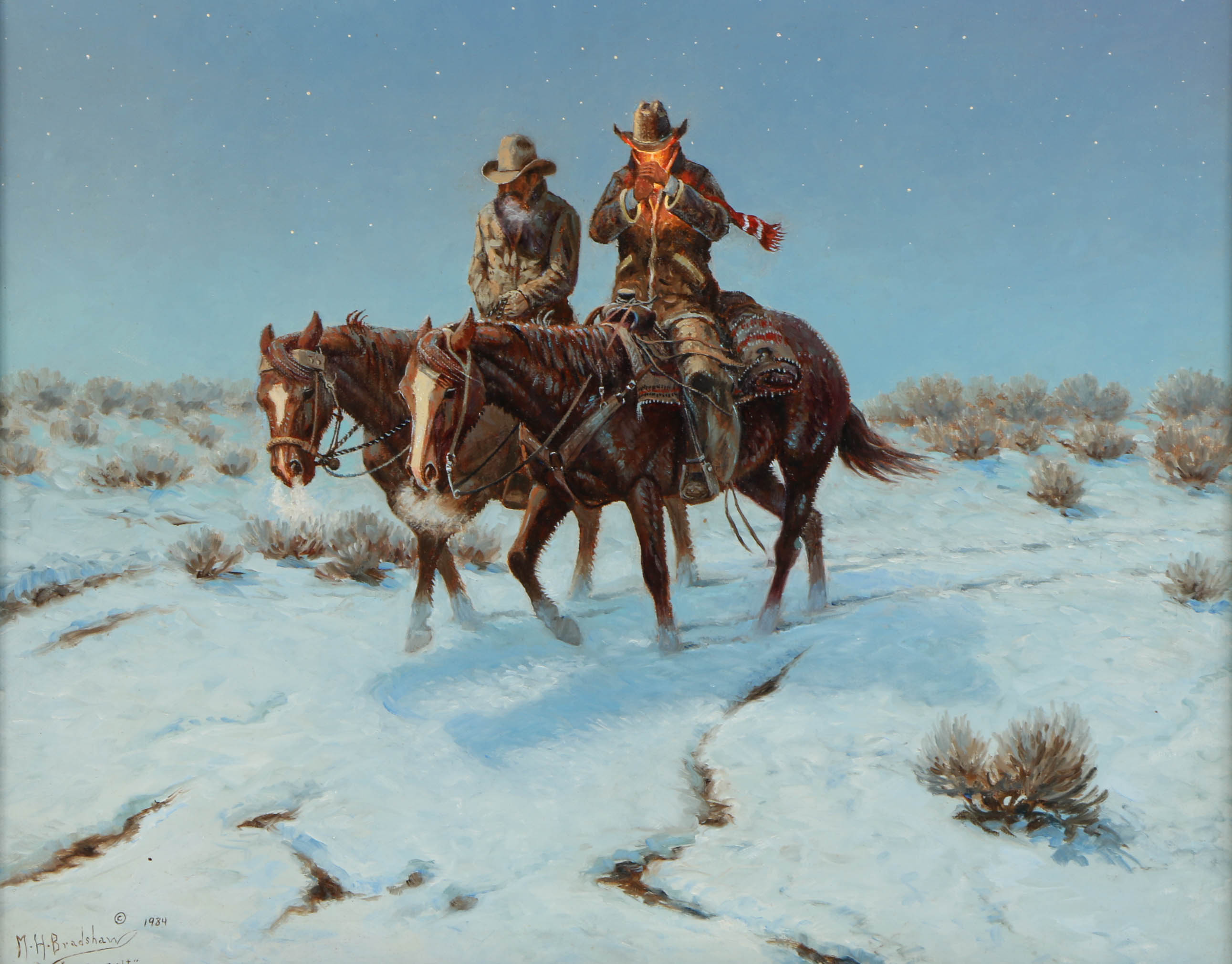 Mel Bradshaw Oil Painting on Canvas "Winter Night"