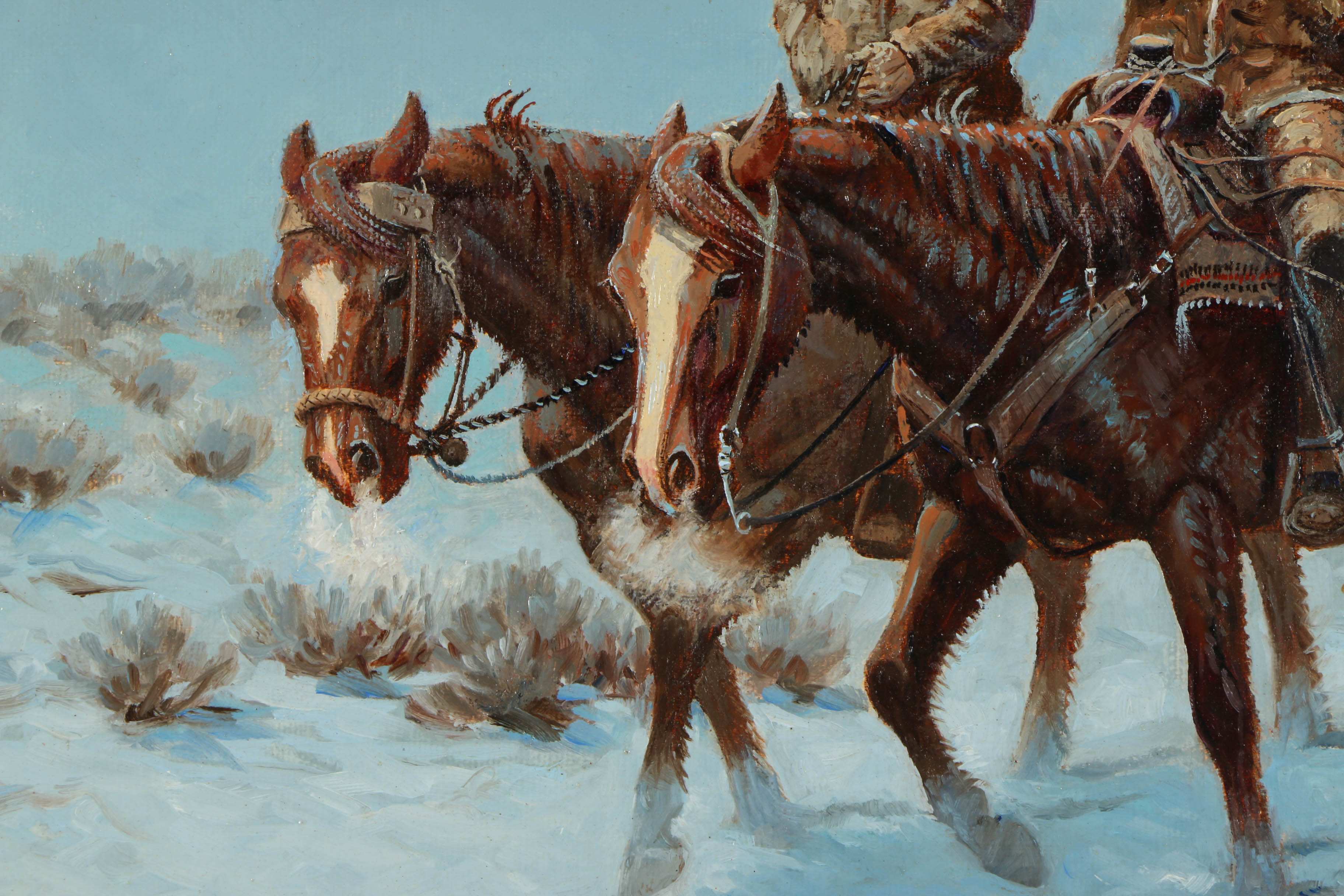 Mel Bradshaw Oil Painting on Canvas "Winter Night"