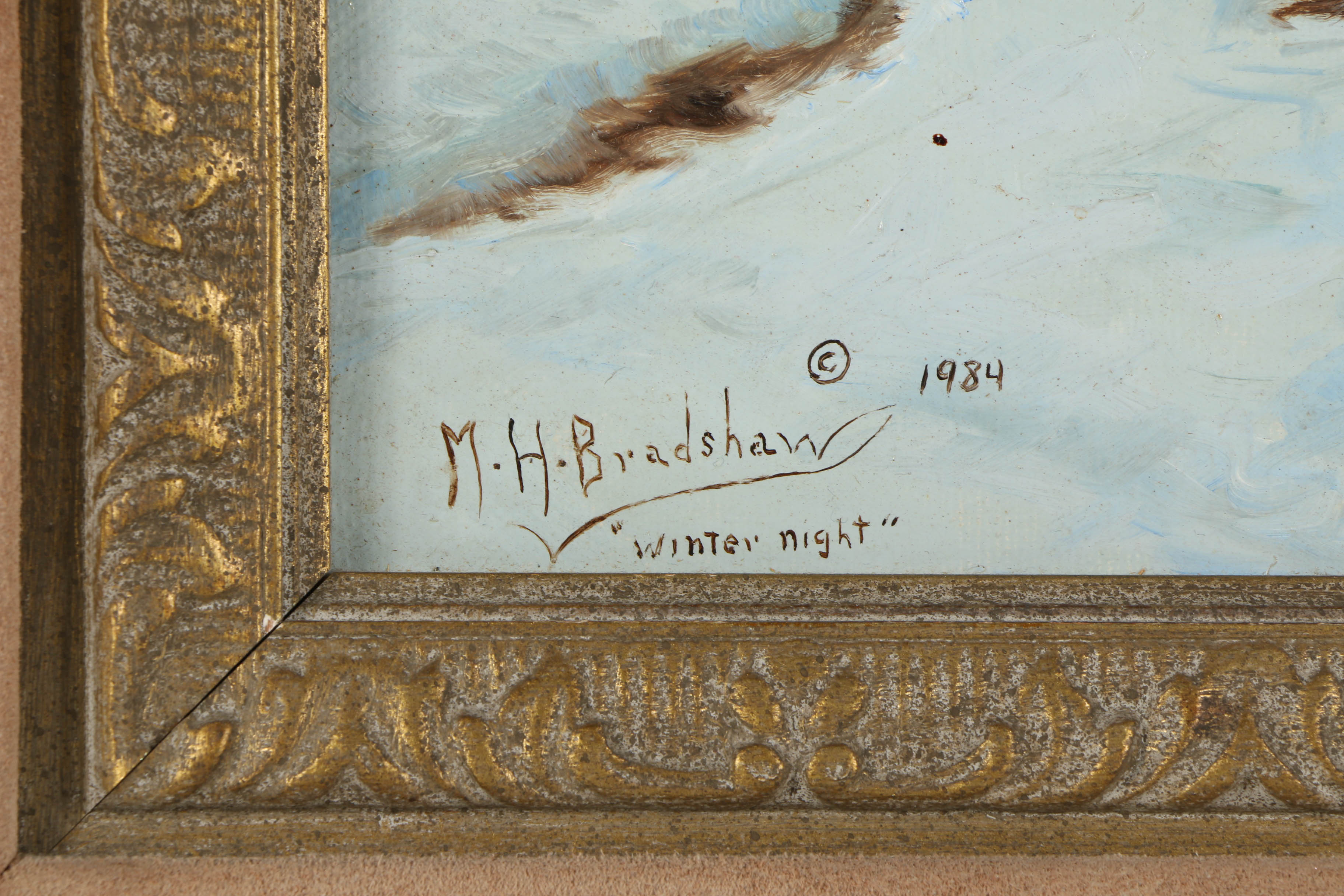 Mel Bradshaw Oil Painting on Canvas "Winter Night"