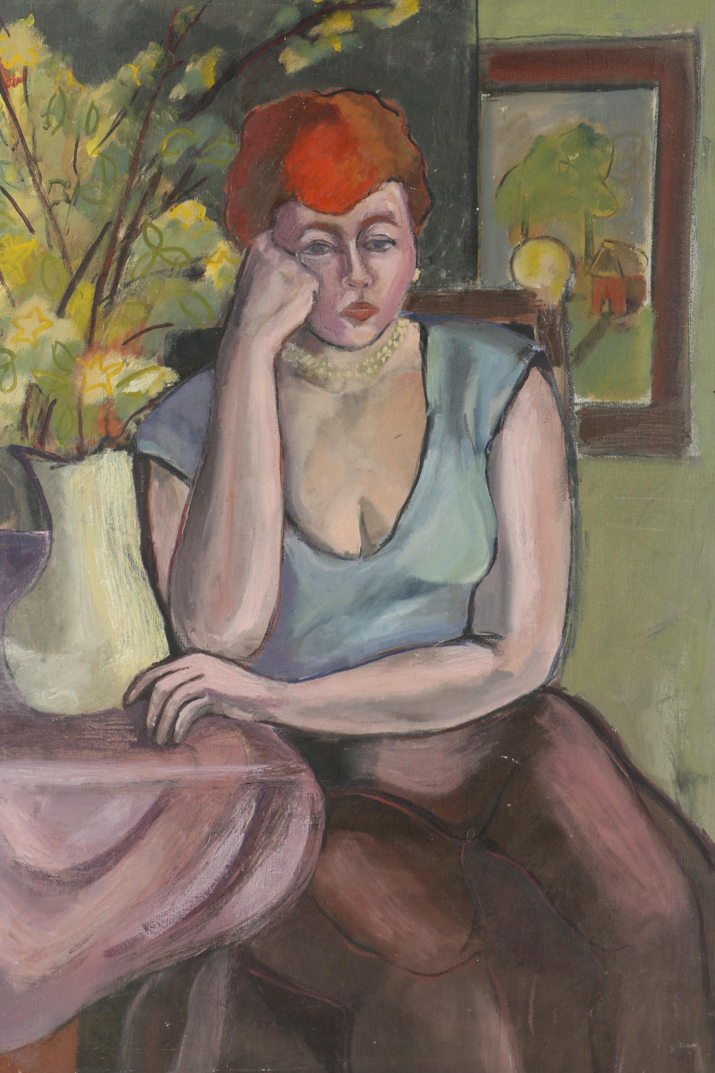 Hewett Lahey Oil Painting of a Seated Woman