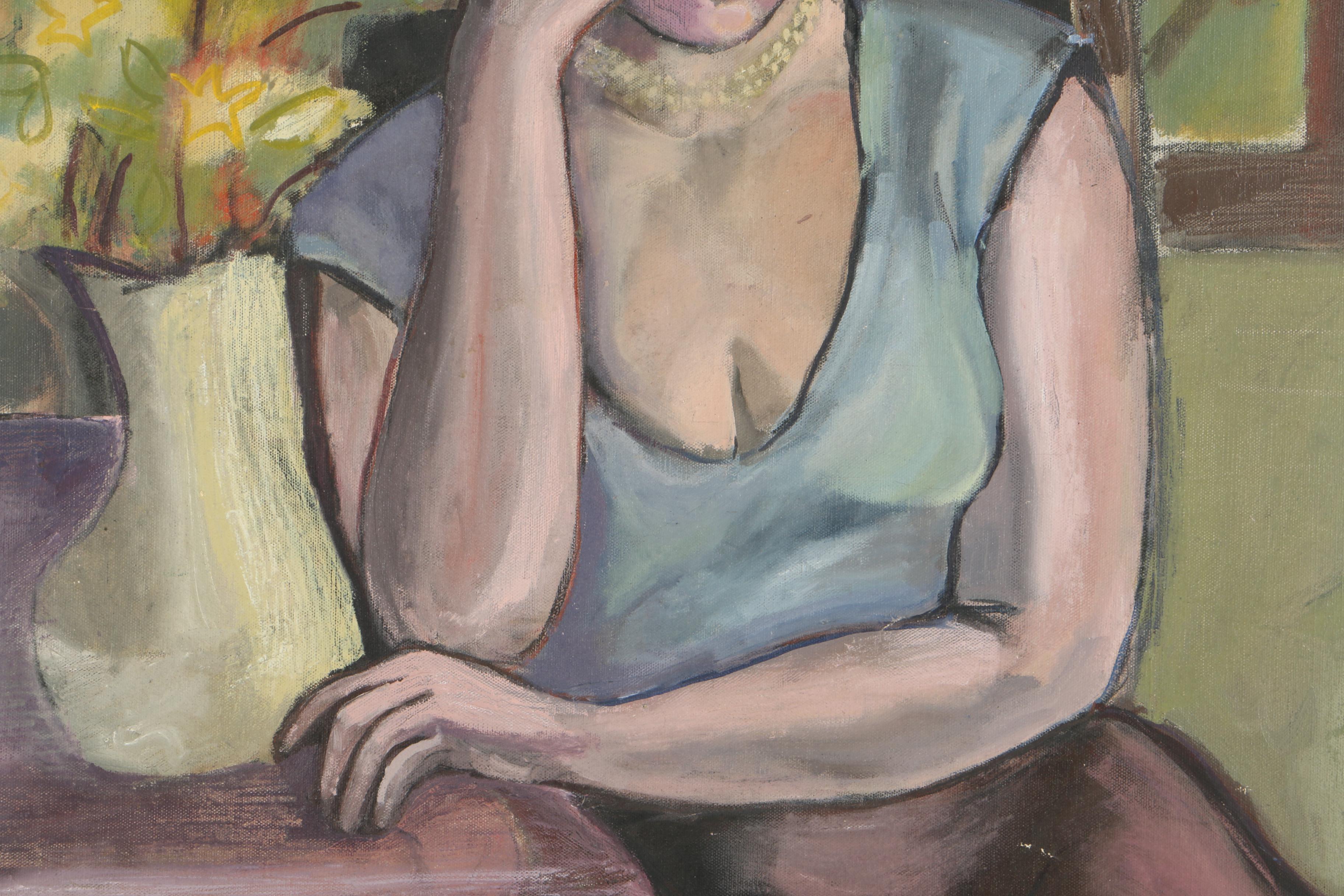 Hewett Lahey Oil Painting of a Seated Woman