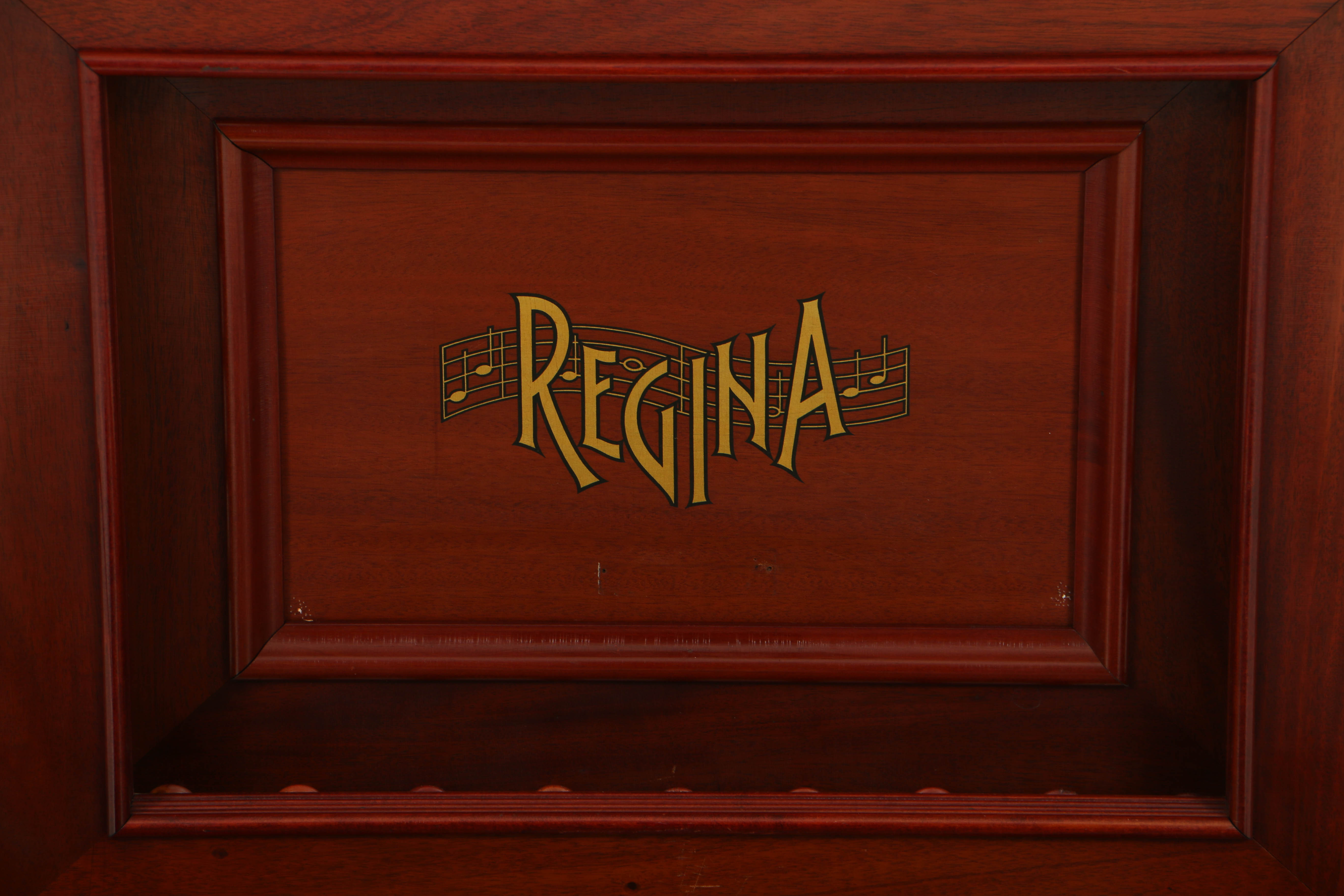 Rare 1890's Regina 20.75" Mahogany Music Player with Cupola Top and Fifty Discs