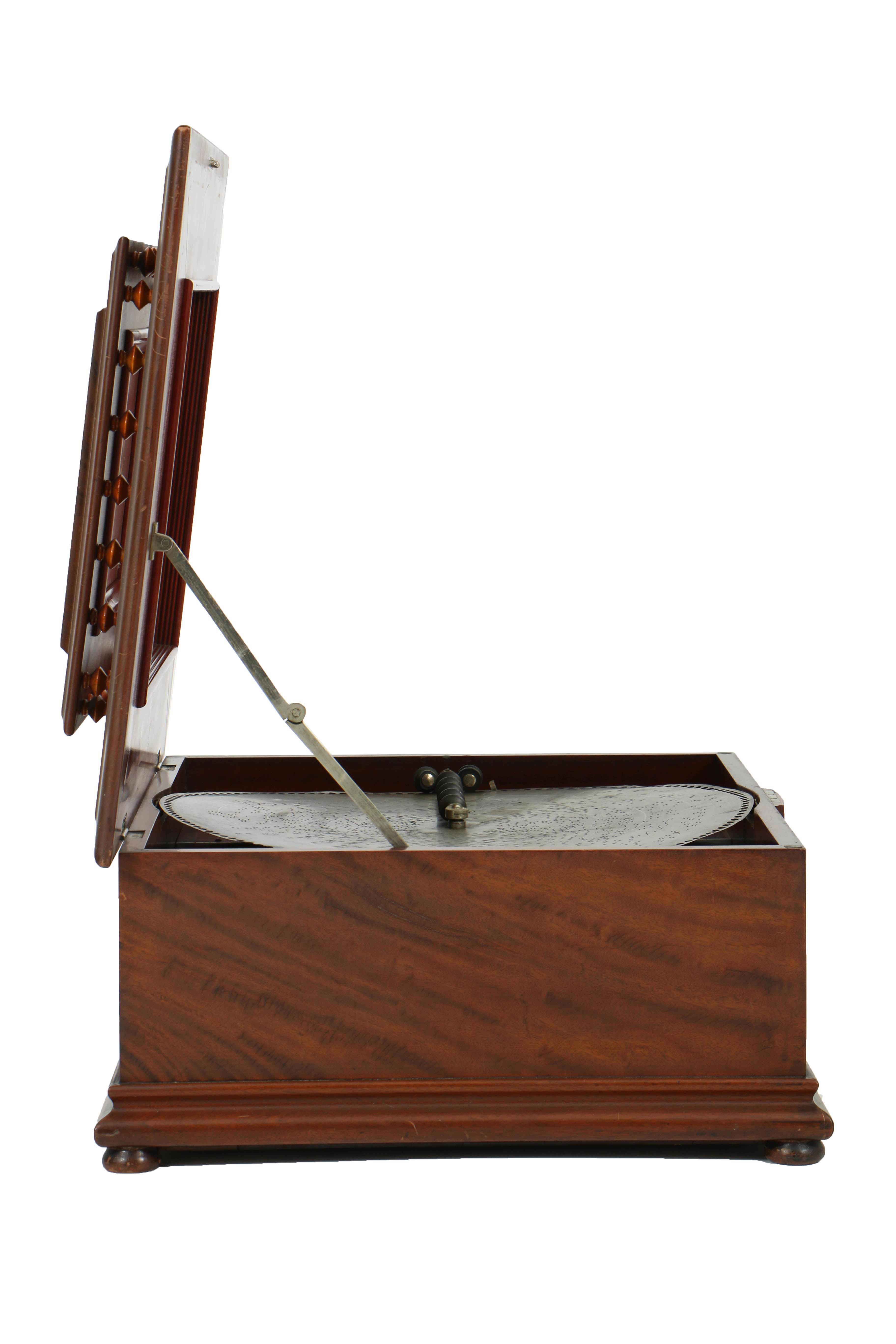 Rare 1890's Regina 20.75" Mahogany Music Player with Cupola Top and Fifty Discs