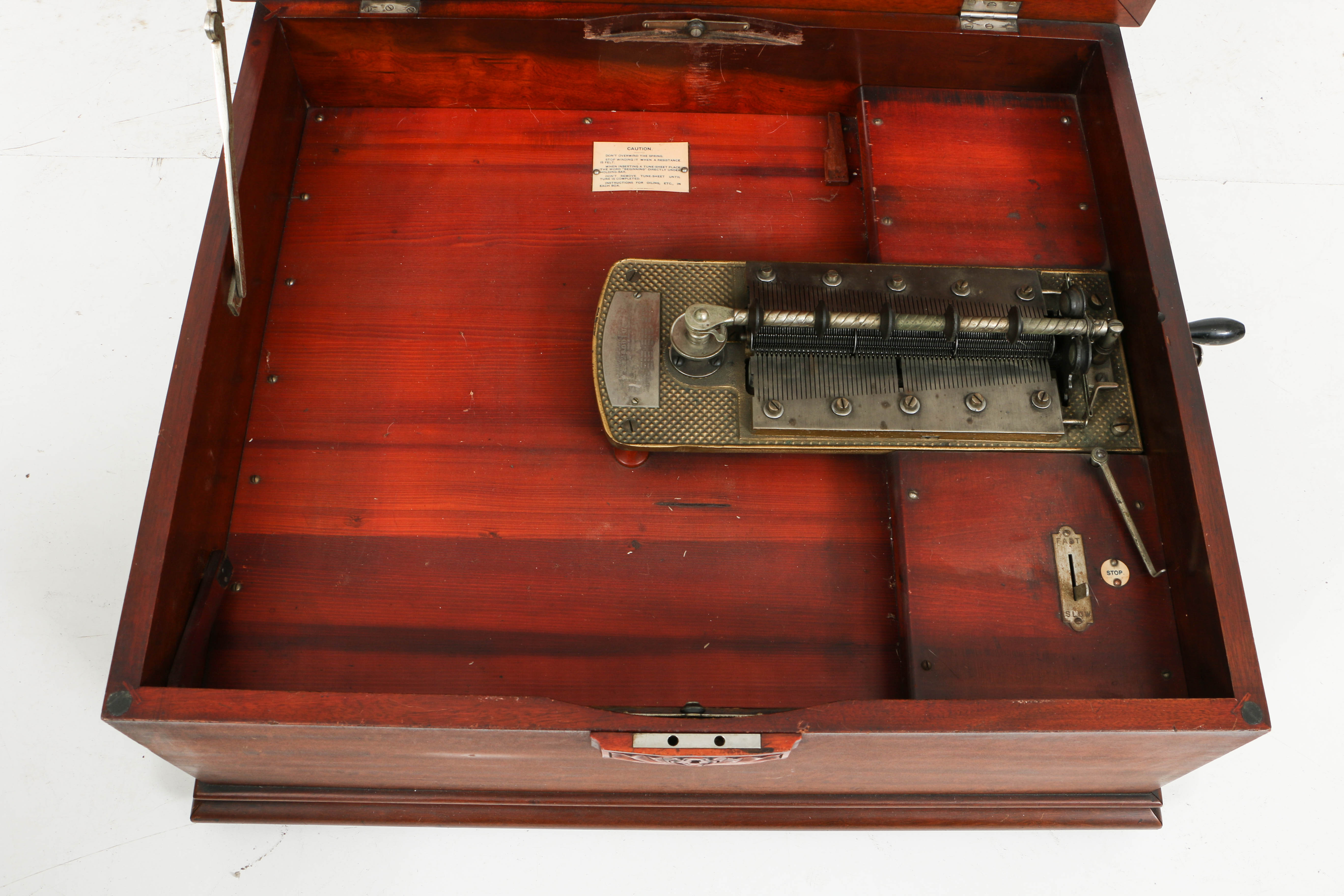 Rare 1890's Regina 20.75" Mahogany Music Player with Cupola Top and Fifty Discs