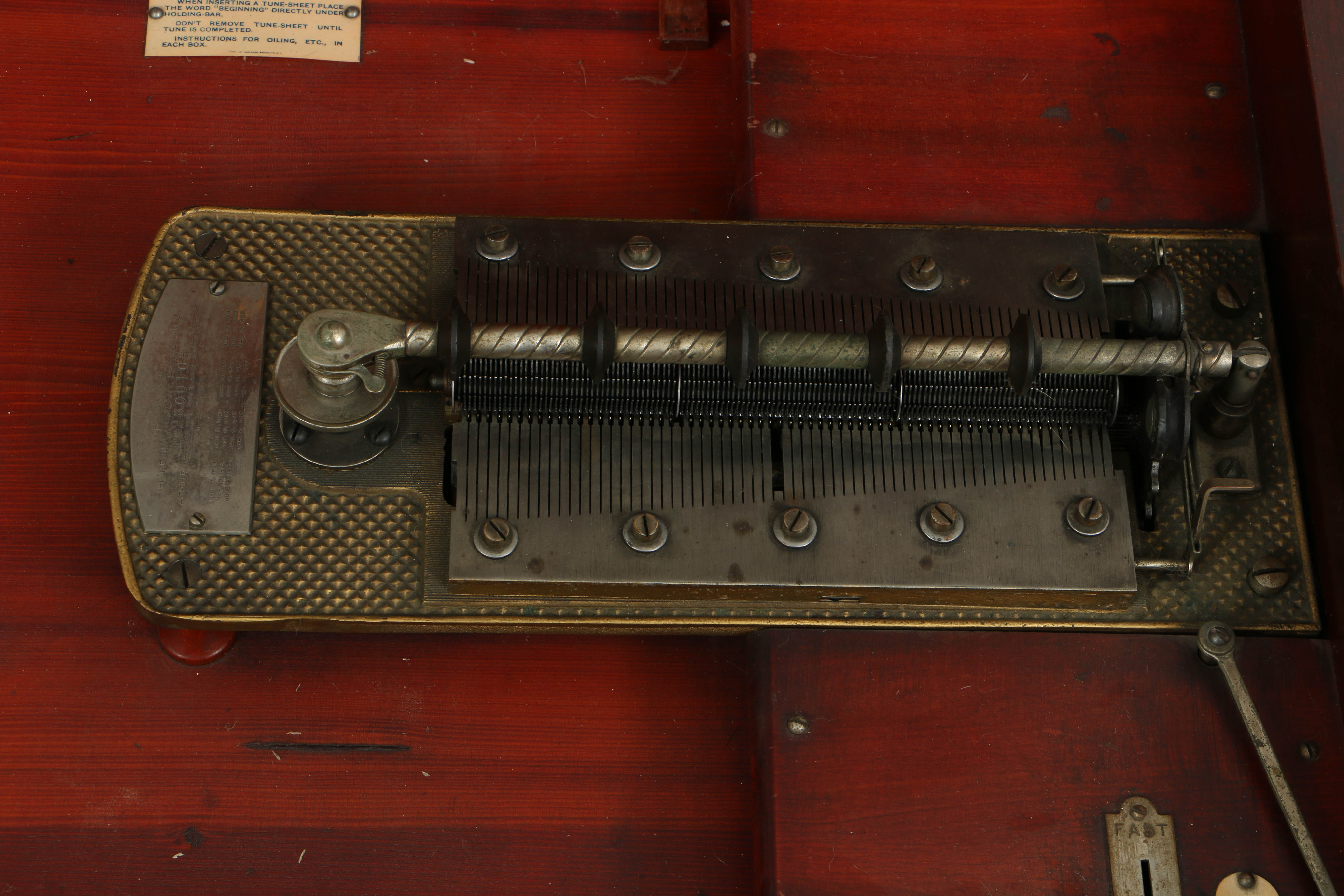 Rare 1890's Regina 20.75" Mahogany Music Player with Cupola Top and Fifty Discs